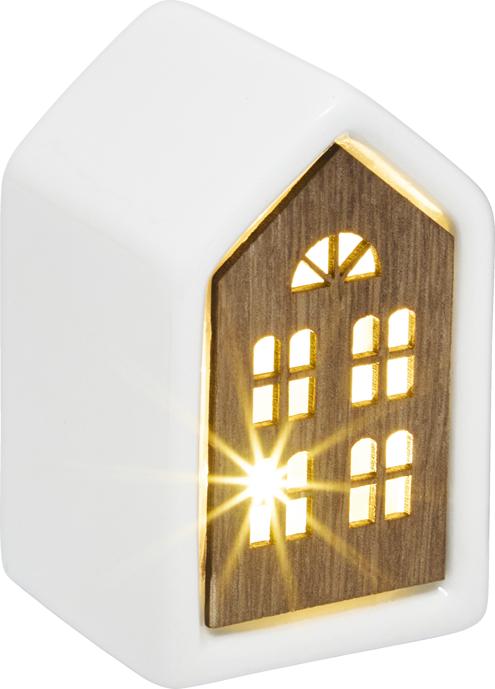DEKOWELT LED-HAUS MIT HOLZ