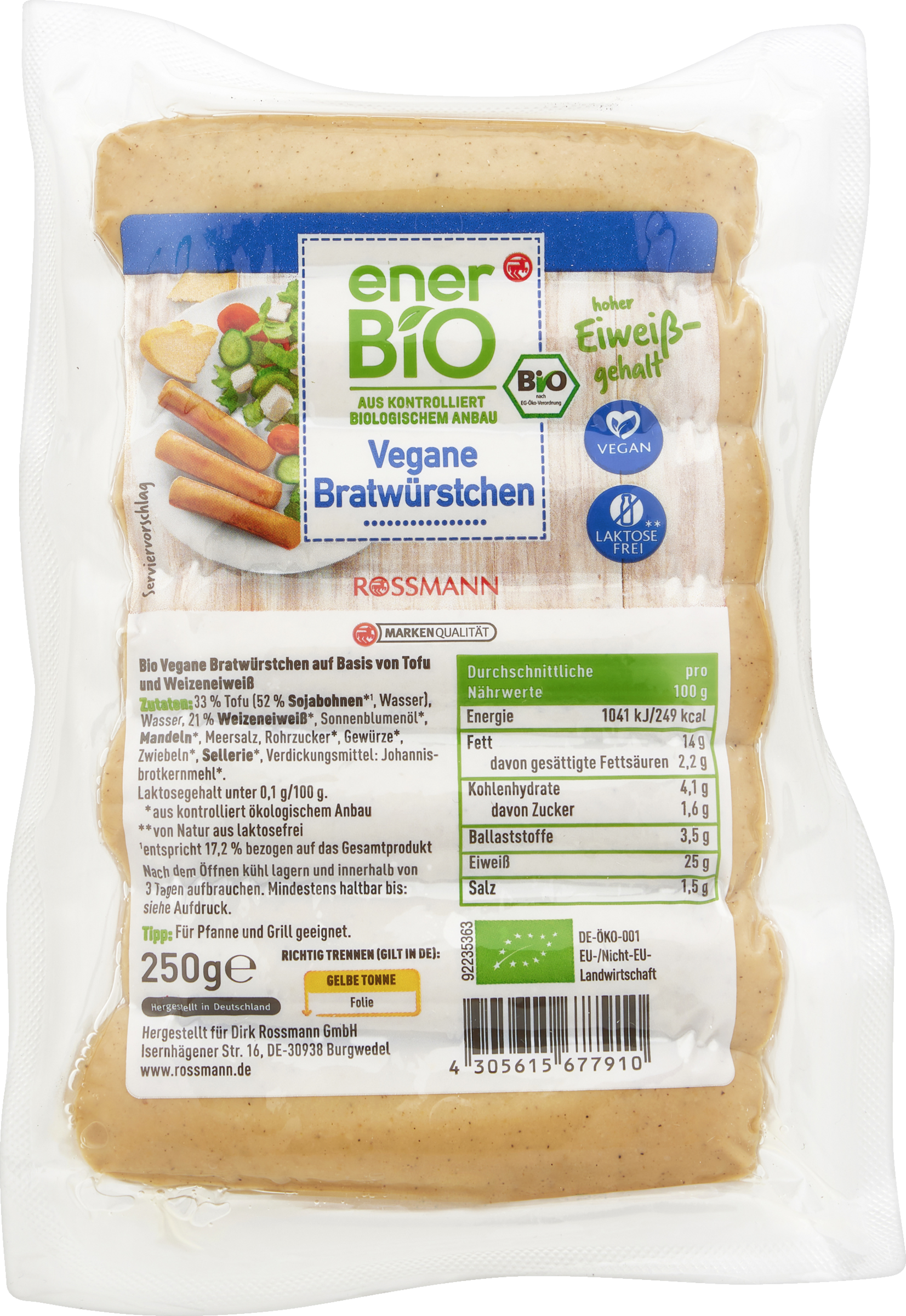 enerBiO Vegane Bratwürstchen
