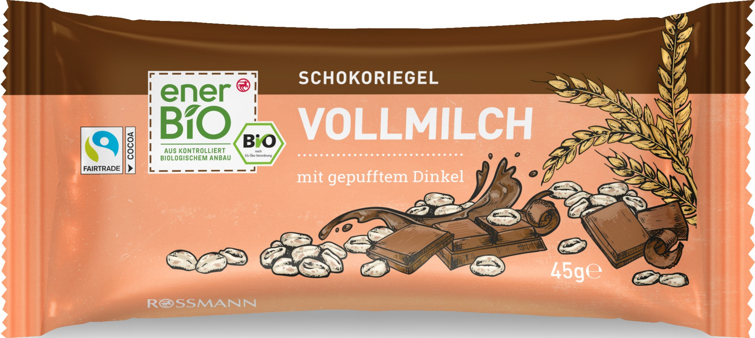 Schokoriegel Vollmilch mit gepufftem Dinkel