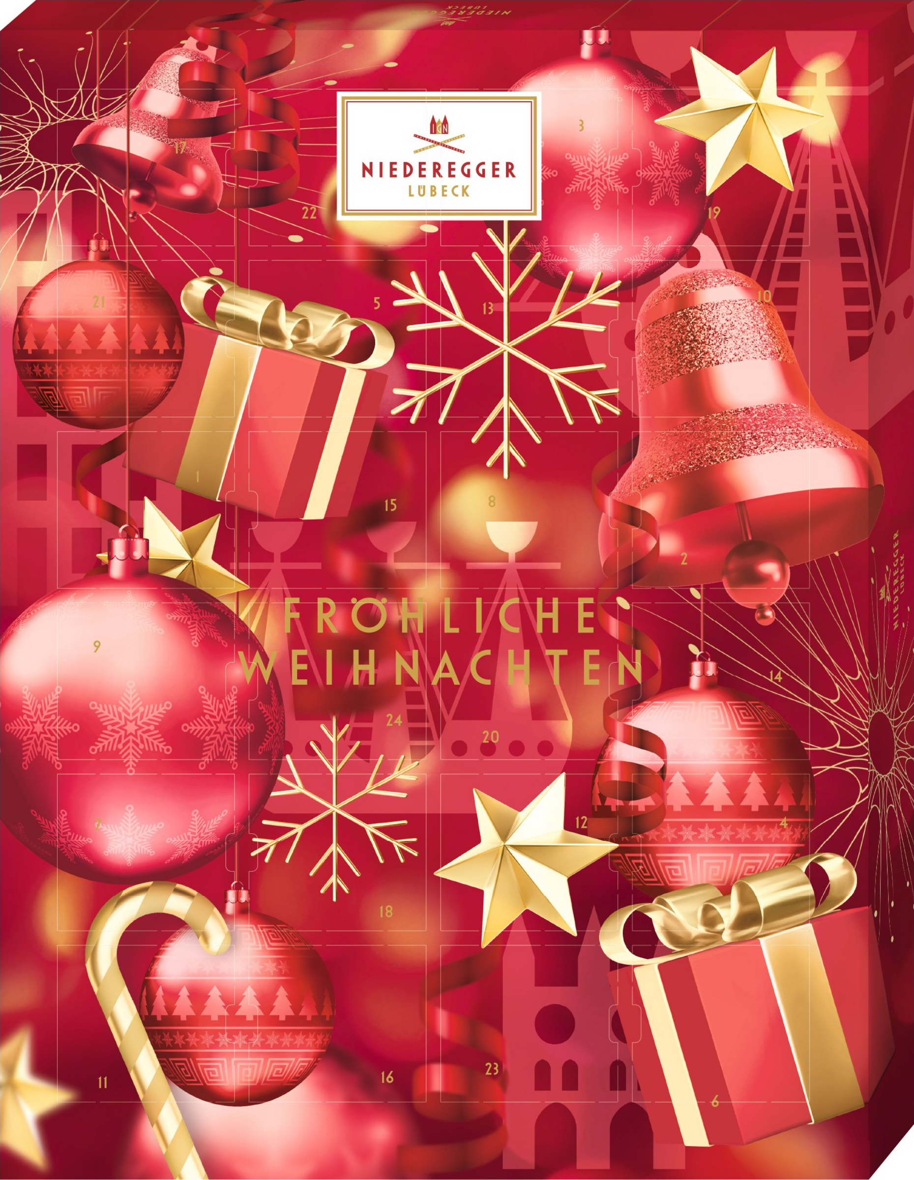 Niederegger Adventskalender Glamour, Schokolade, Marzipan & Nougat, glamouröses Design, online kaufen