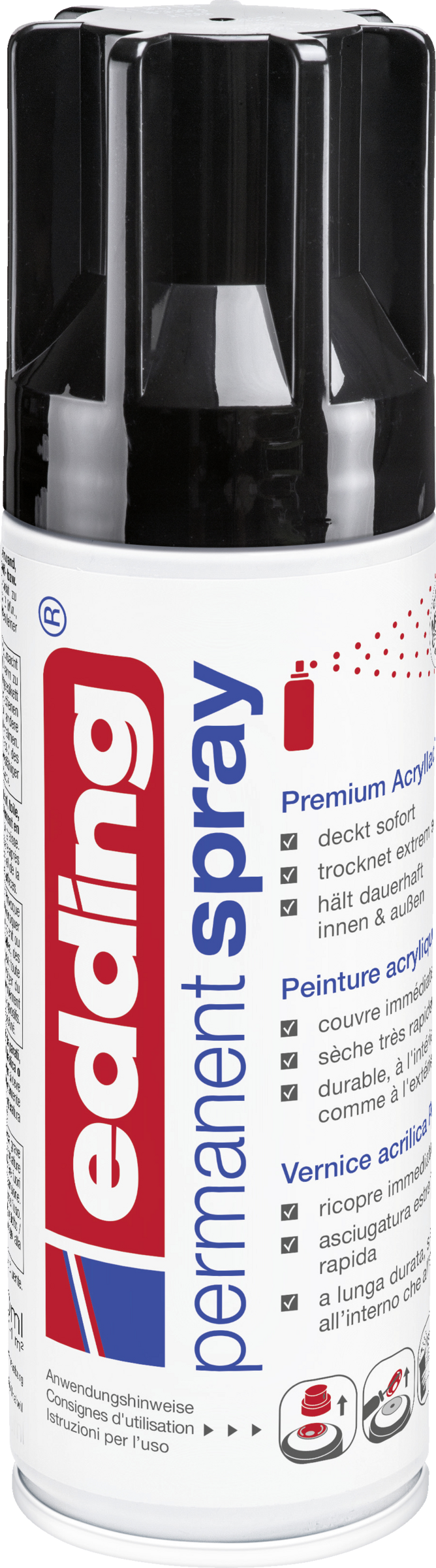Edding Permanentspray Premium-Acryllack tiefschwarz glänzend