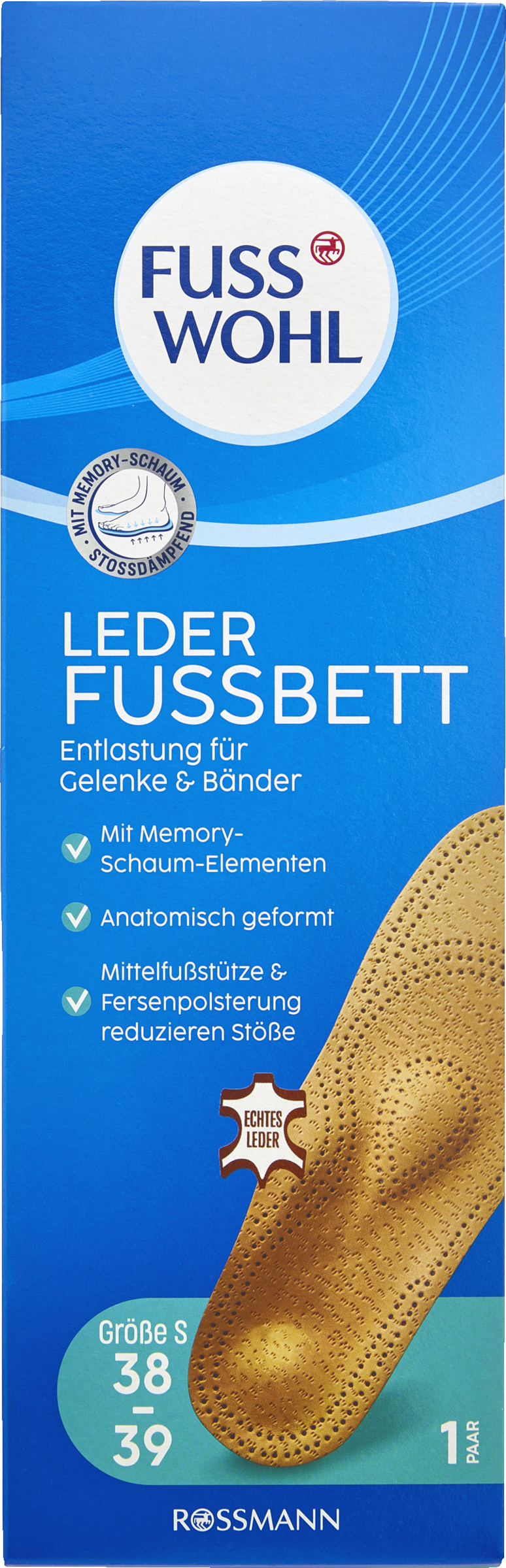 FUSSWOHL Lederfußbett Größe S 38-39