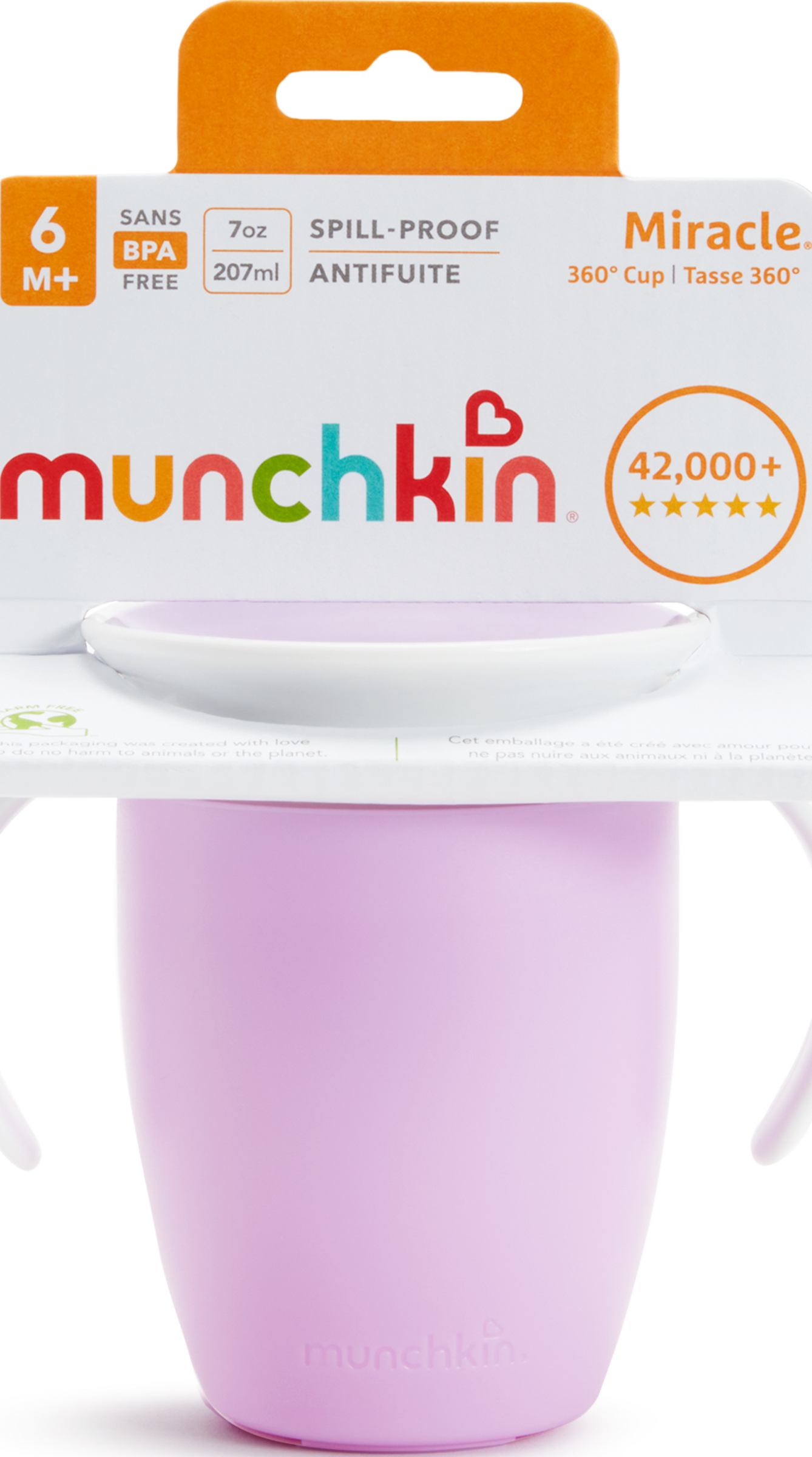 Munchkin 360° Trinklernbecher mit Griffen, lila 207 ml