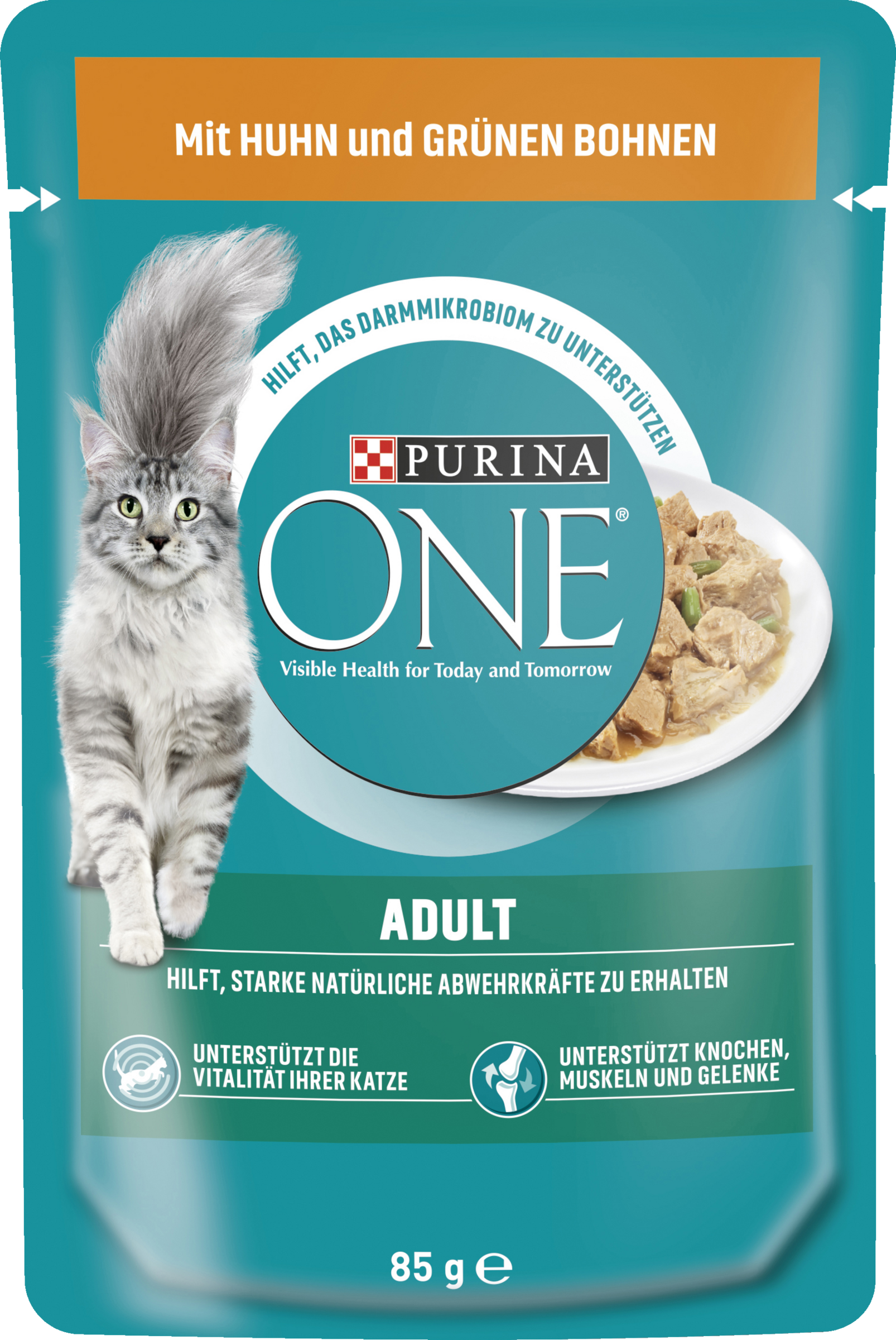 Purina ONE Adult zarte Stückchen in Sauce mit Huhn & grünen Bohnen