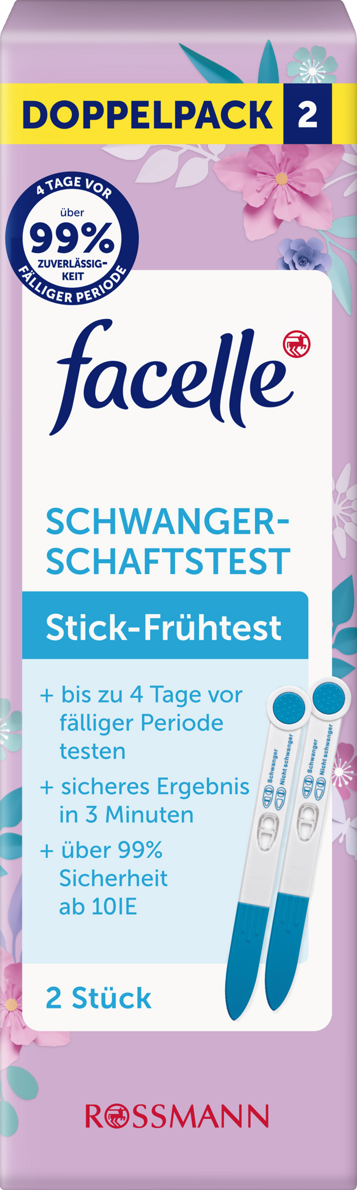 facelle Schwangerschaftstest Stick-Frühtest Doppelpack