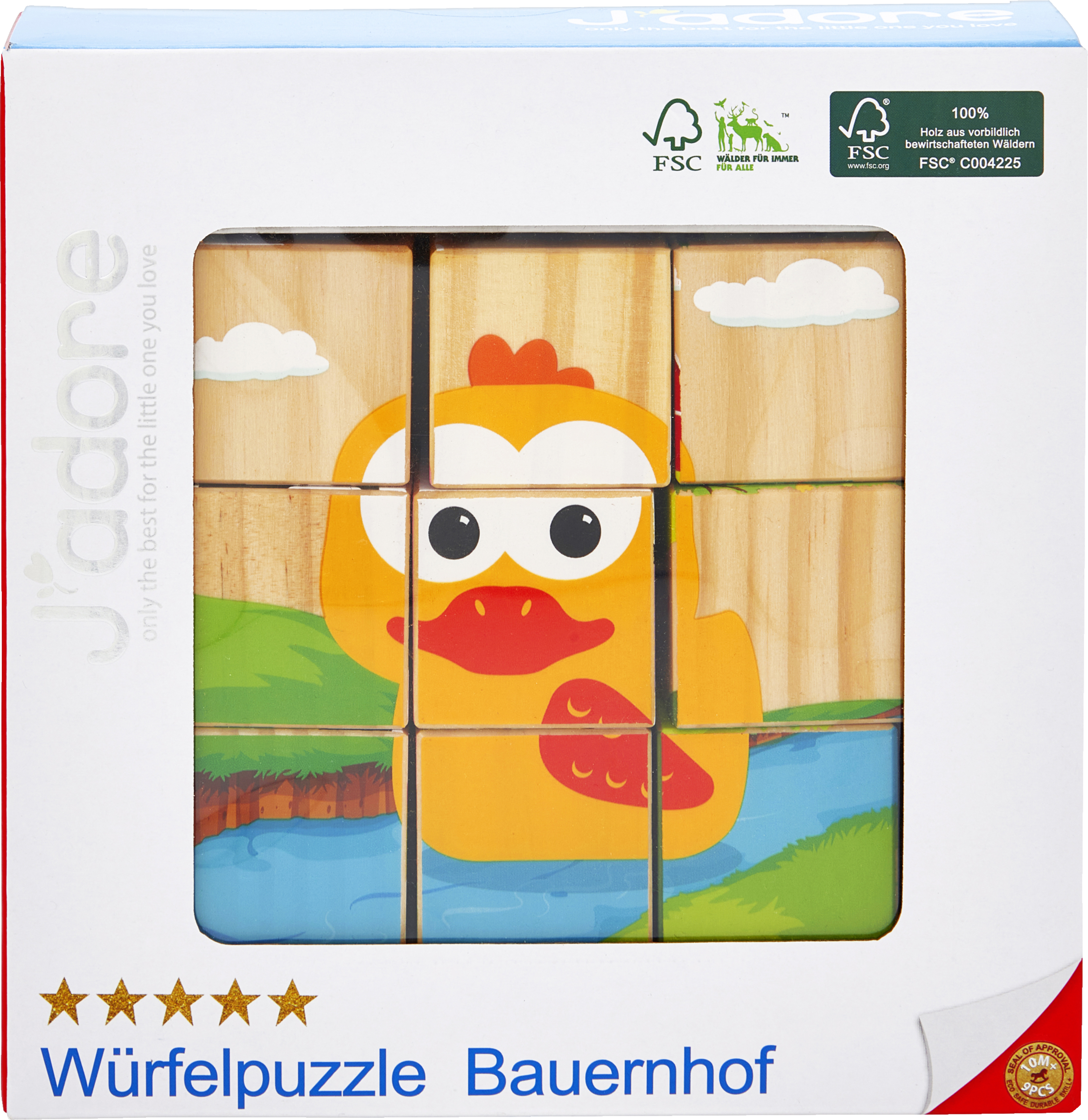 JADORE BABY WÜRFEL PUZZLE BAUERNHOF HOLZ
