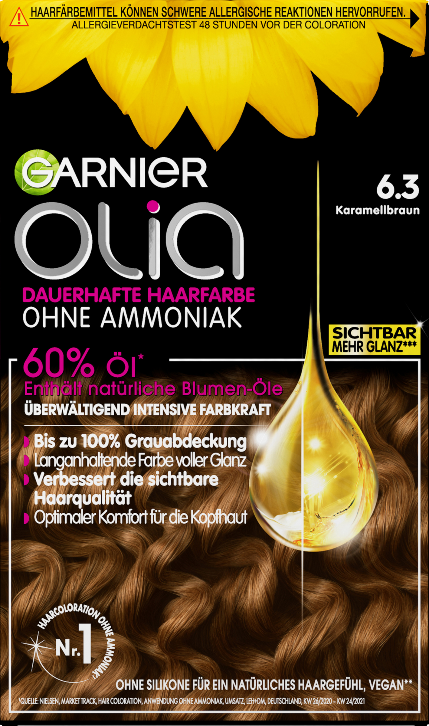 Garnier Olia Dauerhafte Haarfarbe Coloration 6.3 Karamellbraun