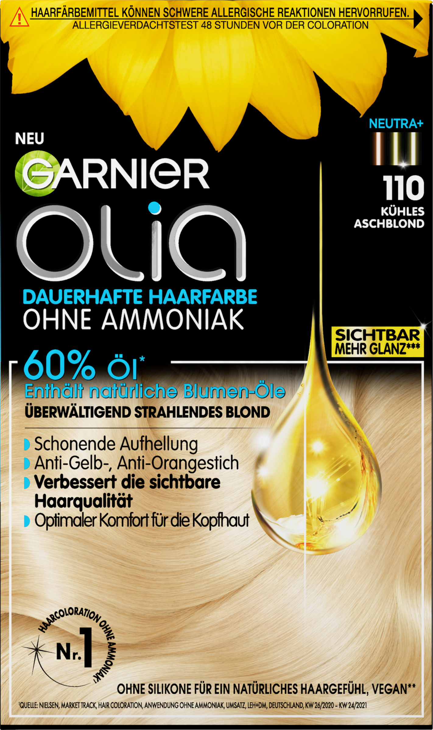 Garnier Olia Dauerhafte Haarfarbe Coloration Superblondes 110 Kühles Aschblond