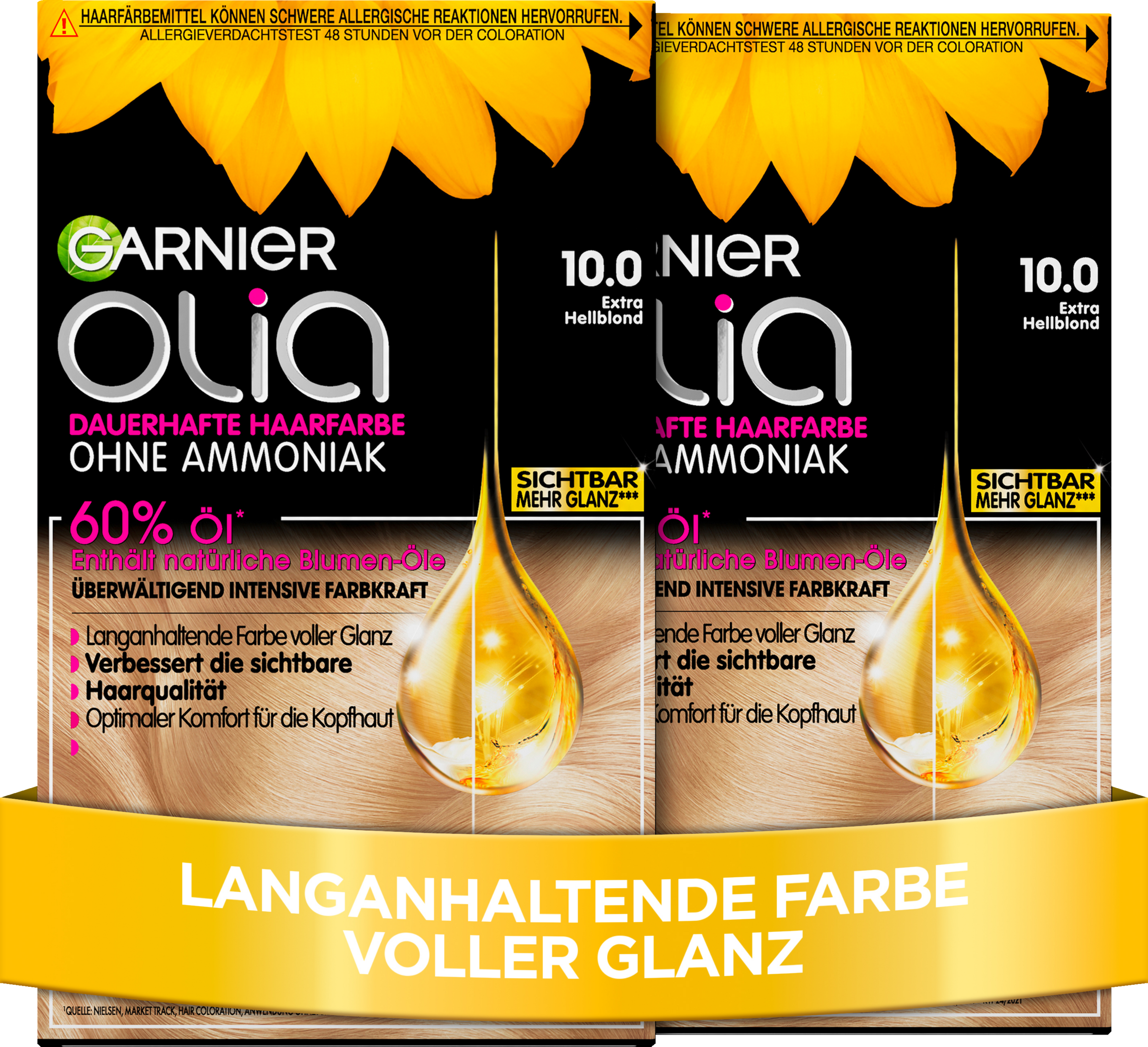 Garnier Olia Dauerhafte Haarfarbe Coloration 10.0 Extra Hellblond Vorteilsset