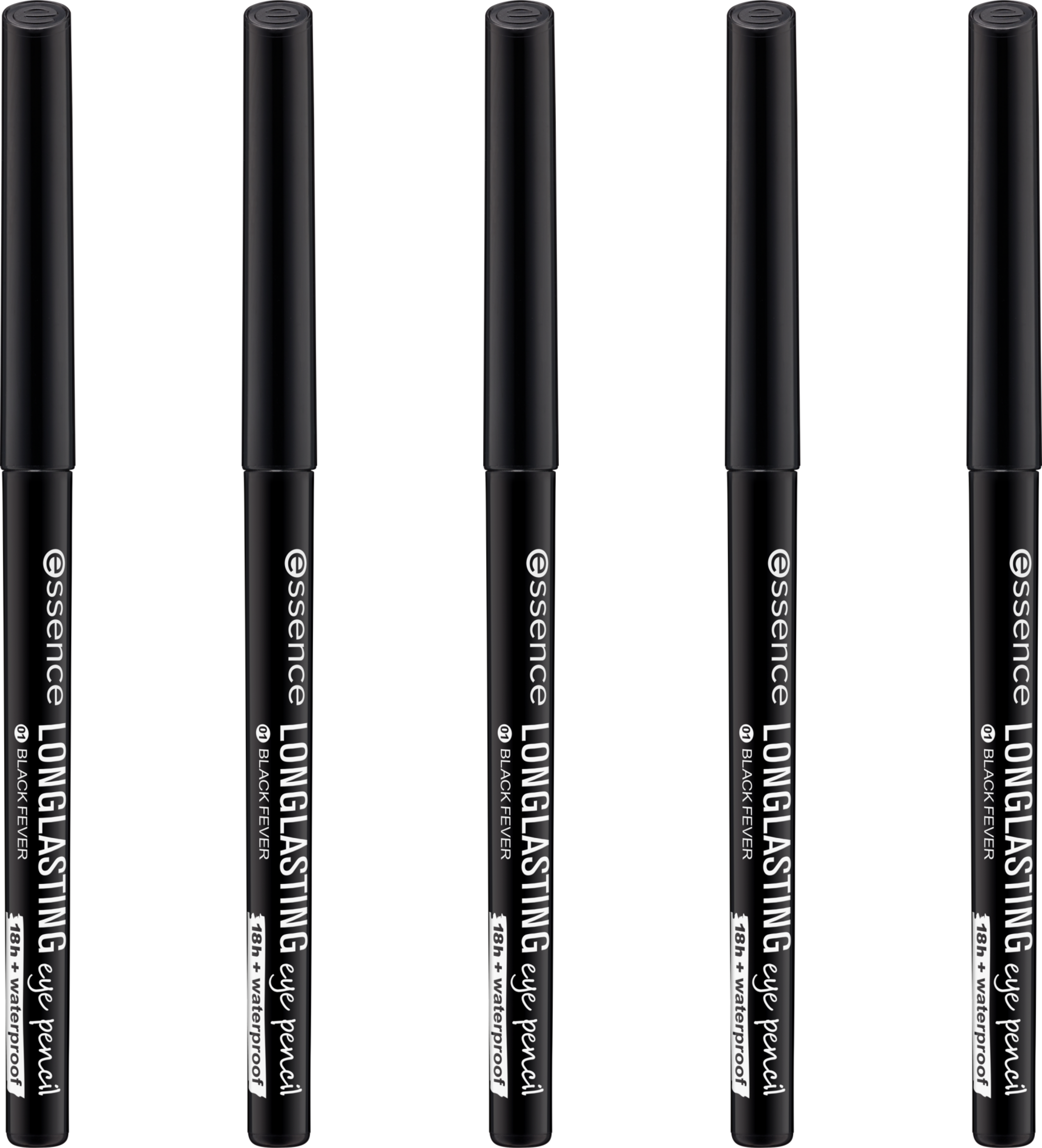 essence Long Lasting Eye Pencil 01 - black fever, 5er Set