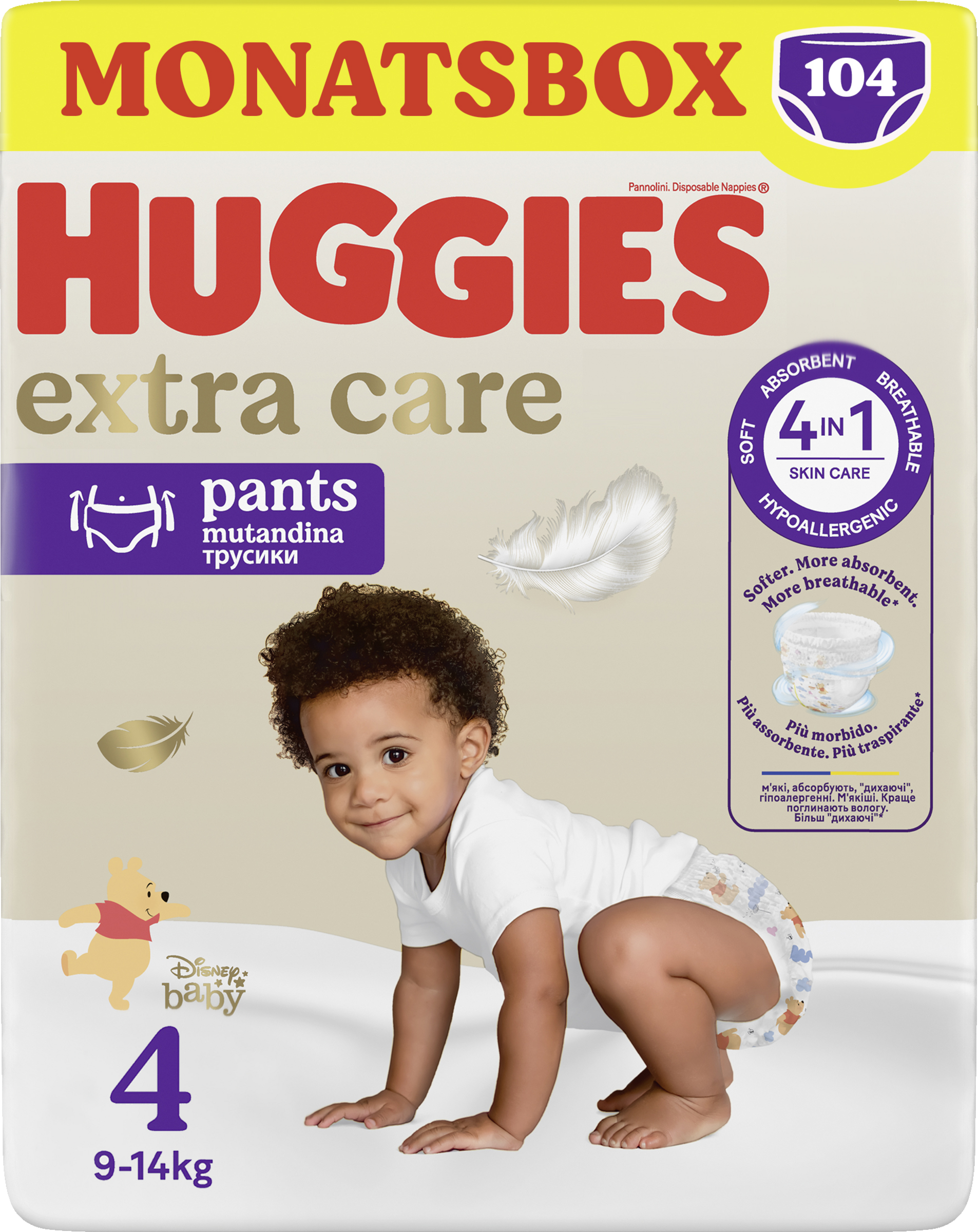 Huggies Extra Care Pants mit Disney-Design Größe 4 (9-14 kg) Monatsbox