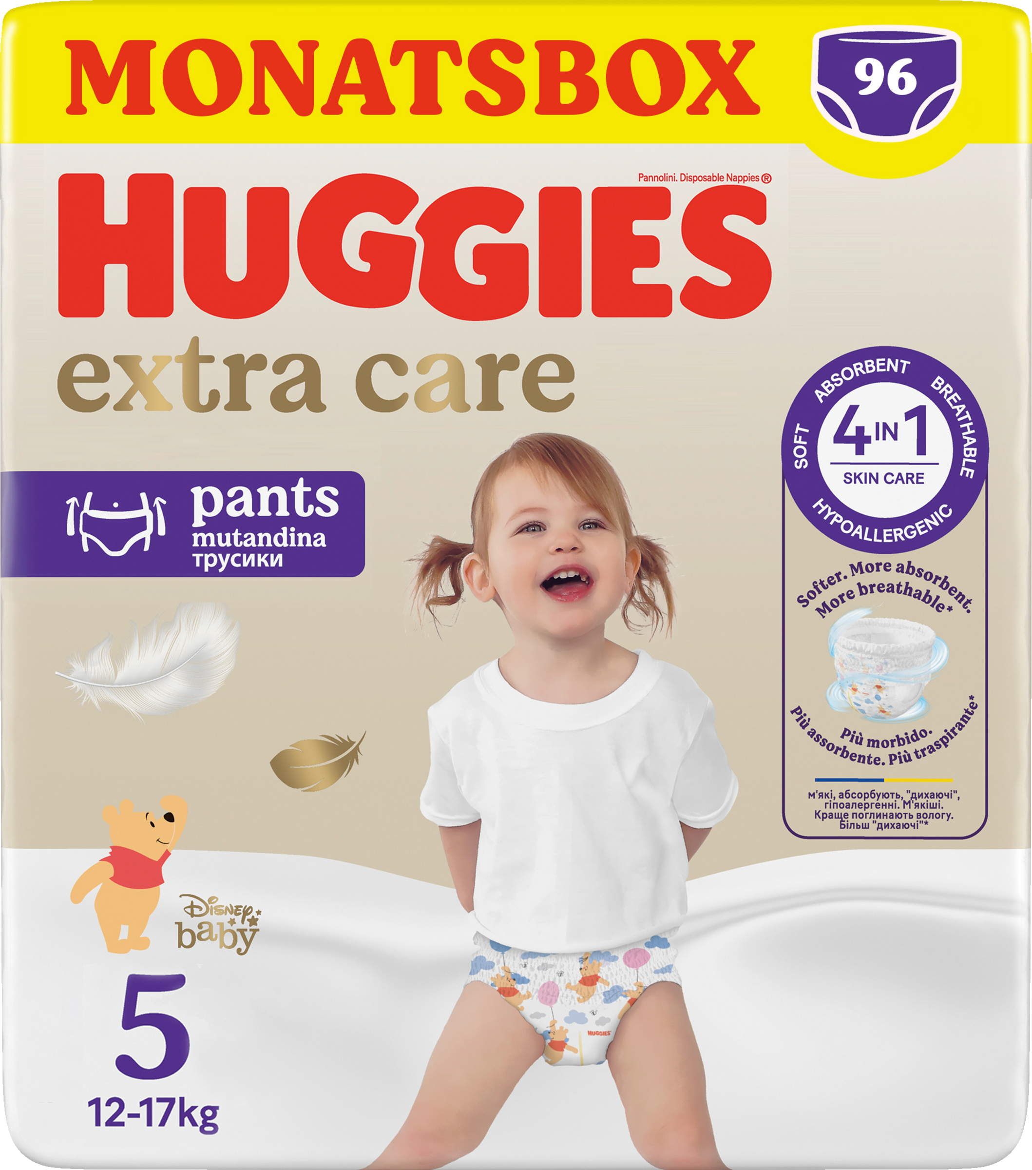 Huggies Extra Care Pants mit Disney-Design Größe 5 (12-17 kg) Monatsbox