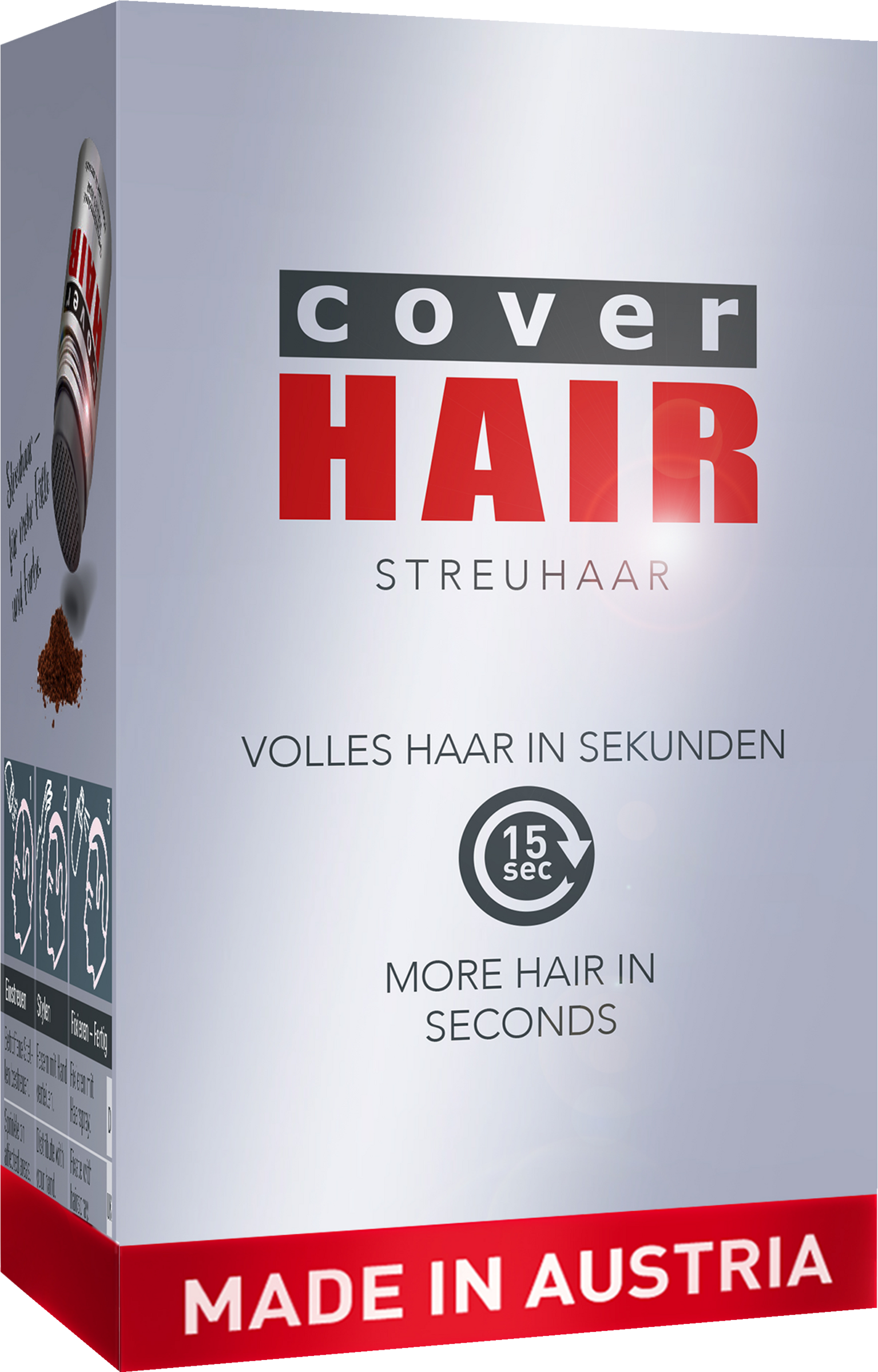 COVER HAIR Haarverdichtung mit Schütthaar dunkelbraun