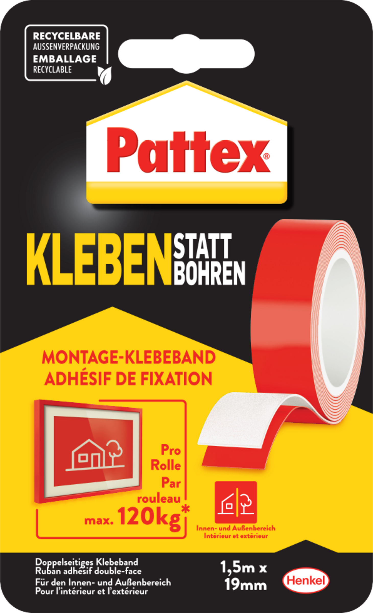 Pattex Doppelseitiges Klebeband Kleben statt Bohren