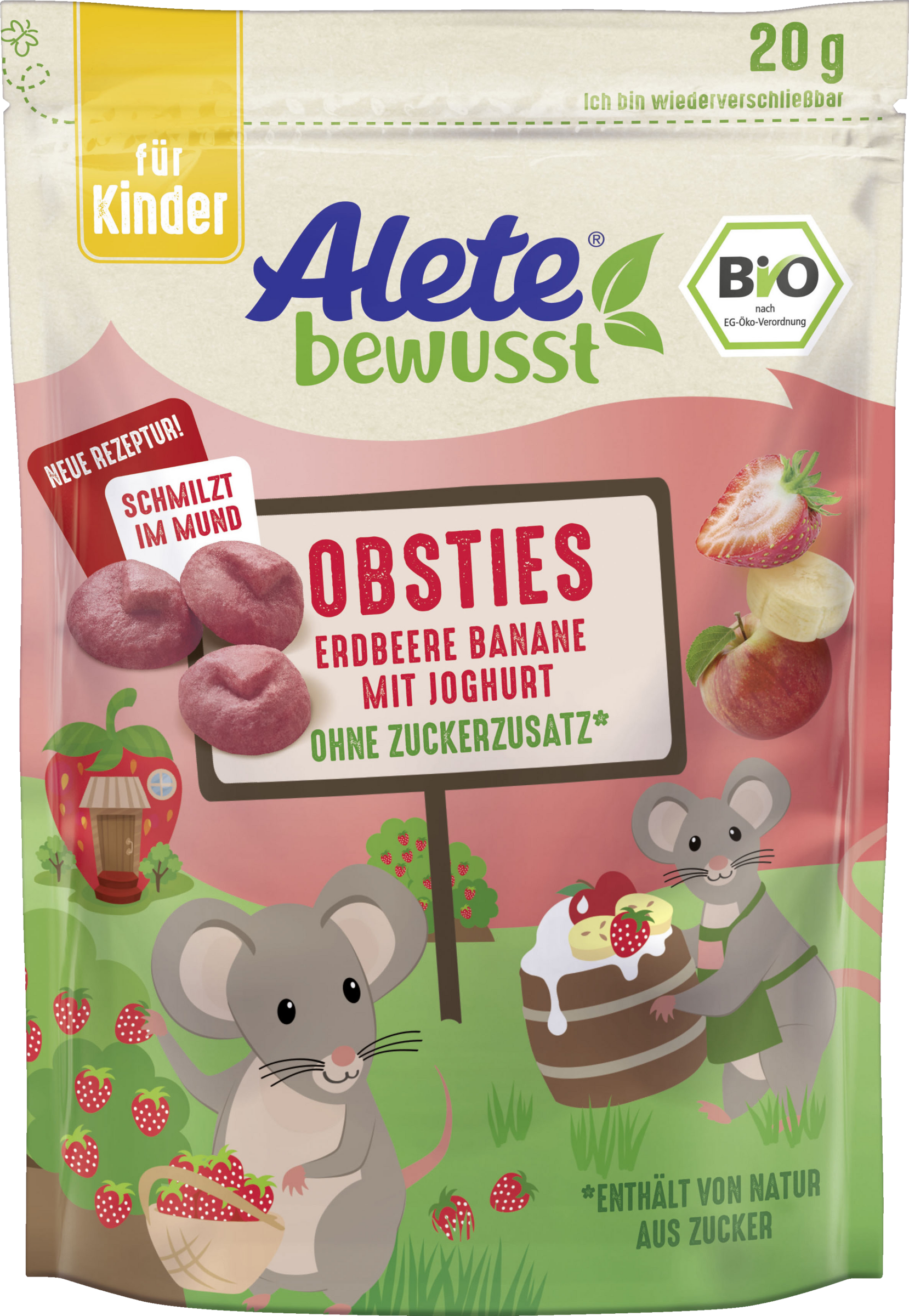 Obsties Erdbeere Banane mit Joghurt