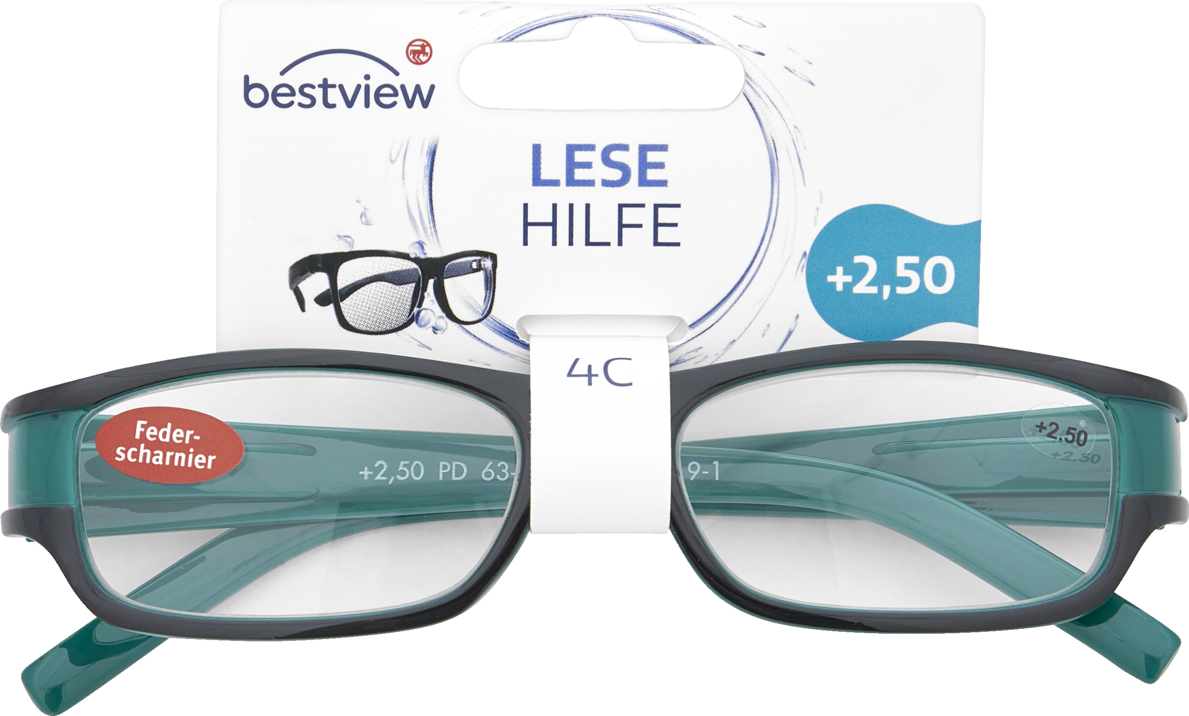 BestView Lesehilfe Modell 4C, +2,50 Dioptrien