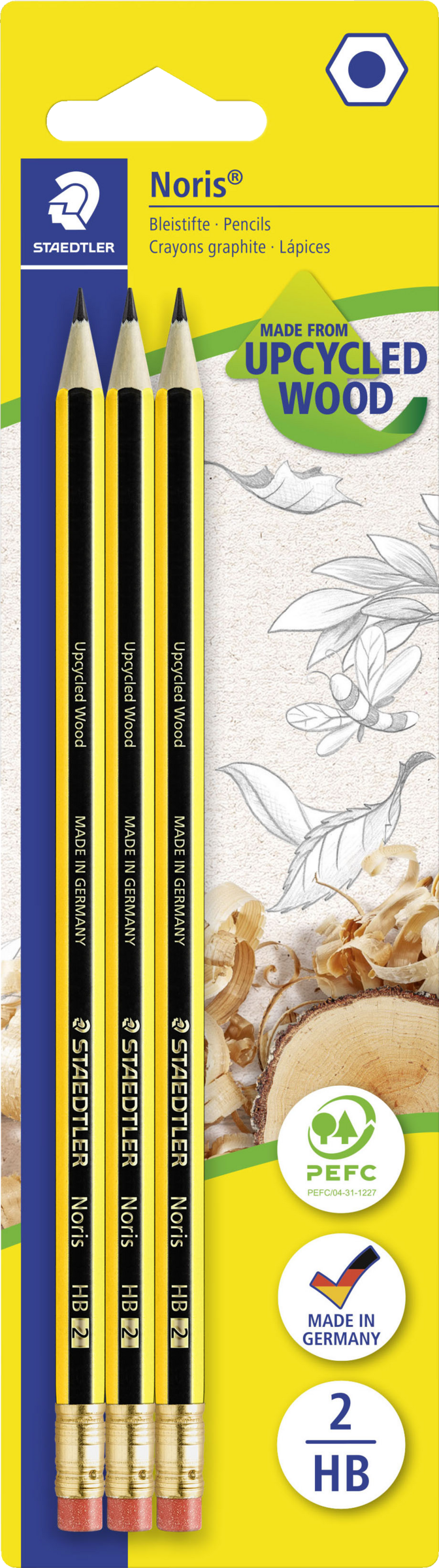 Noris Bleistift Noris Gummitip HB 3St BK