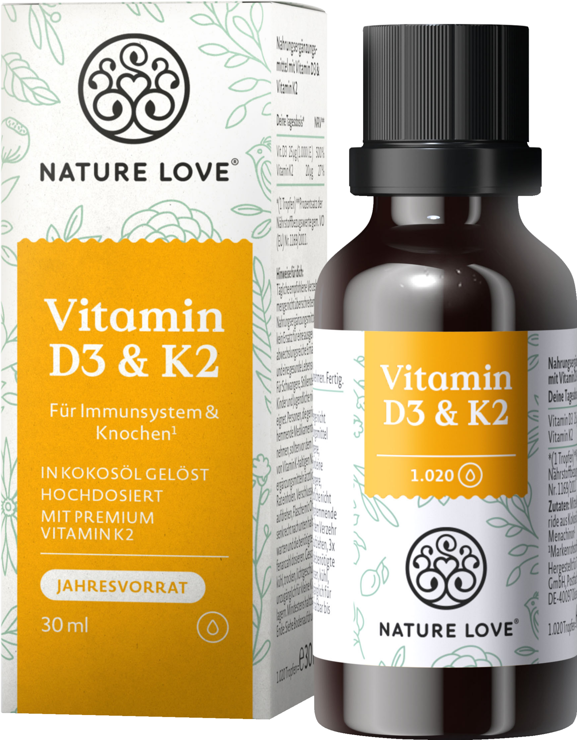Nature Love Vitamin D3 & K2 Tropfen