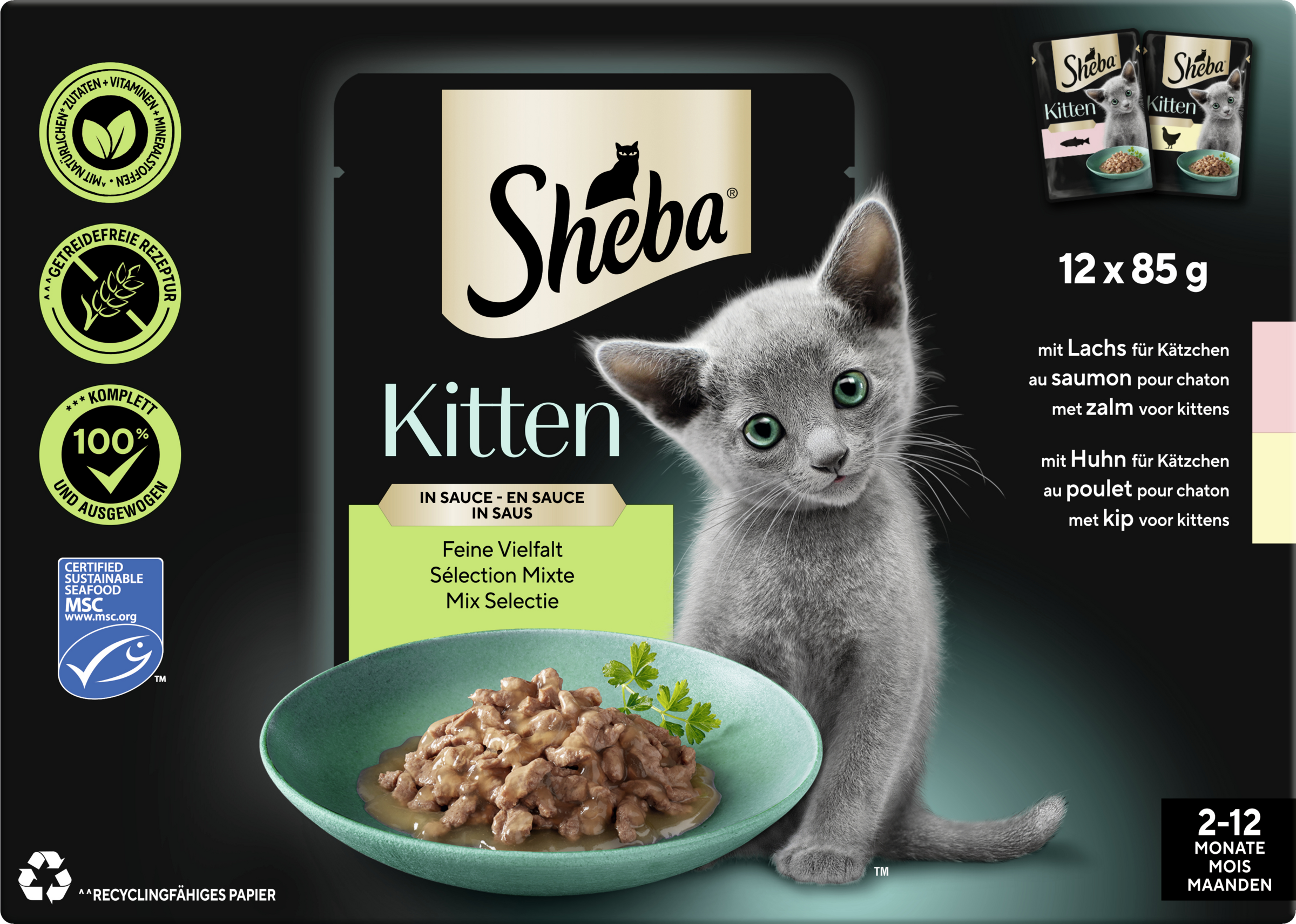 Kitten Feine Vielfalt in Sauce Feine Vielfalt mit Lachs mit Huhn