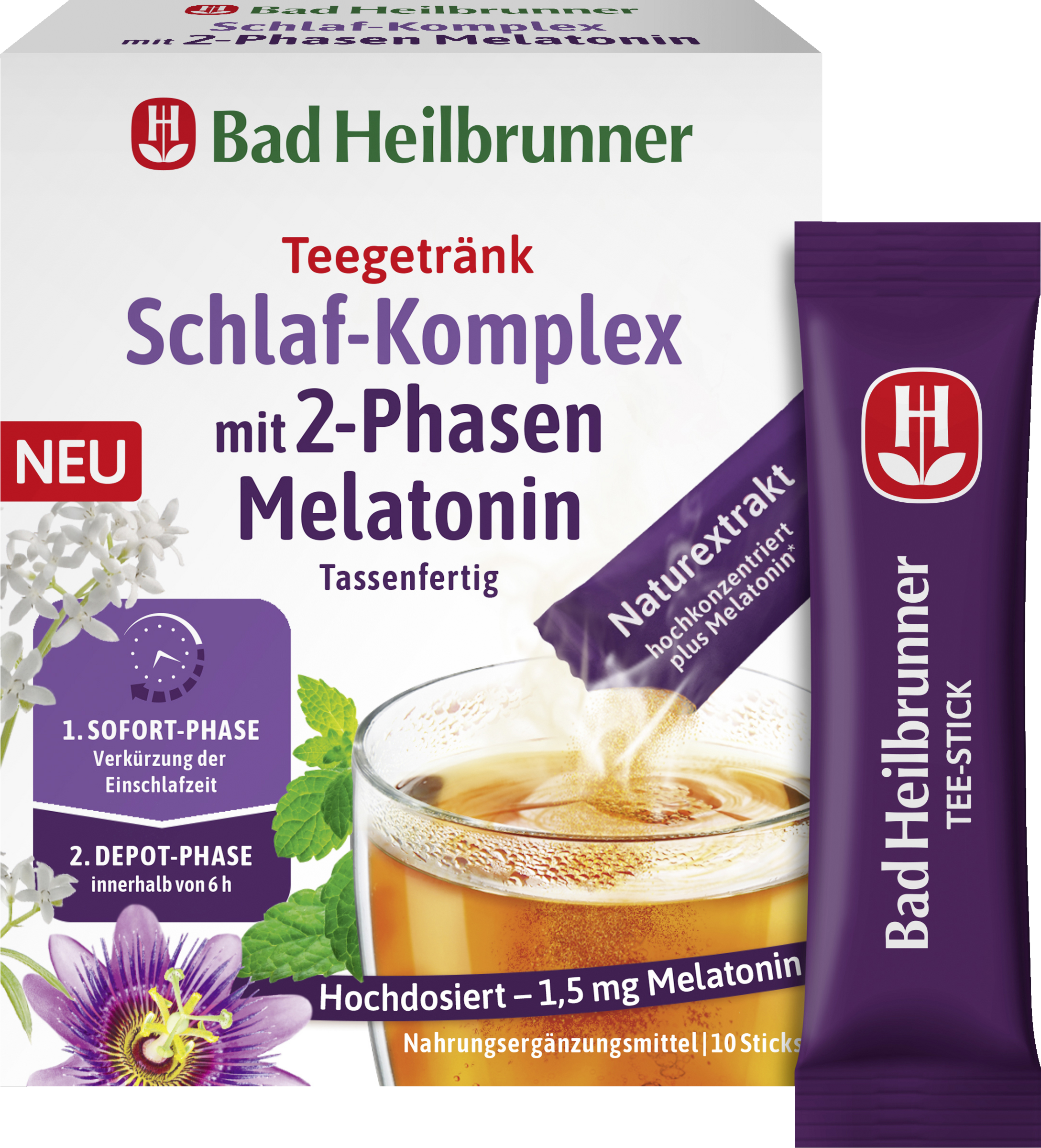 مركب للنوم مع ميلاتونين ثنائي الطور، شاي عشبي بـ 2-Phase 10 أكياس 4