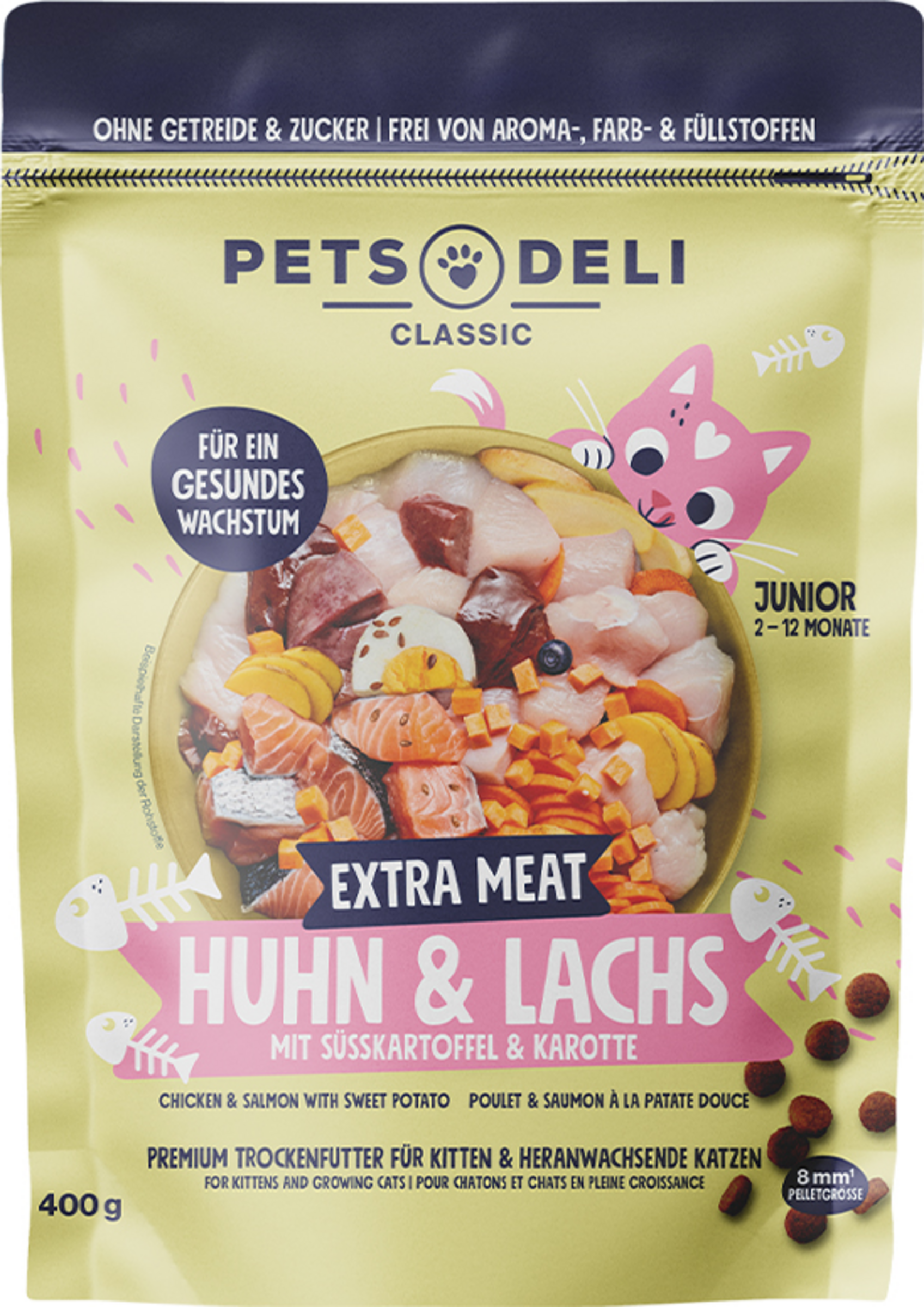 Trockenfutter Junior Huhn & Lachs mit Süßkartoffel und Karotte