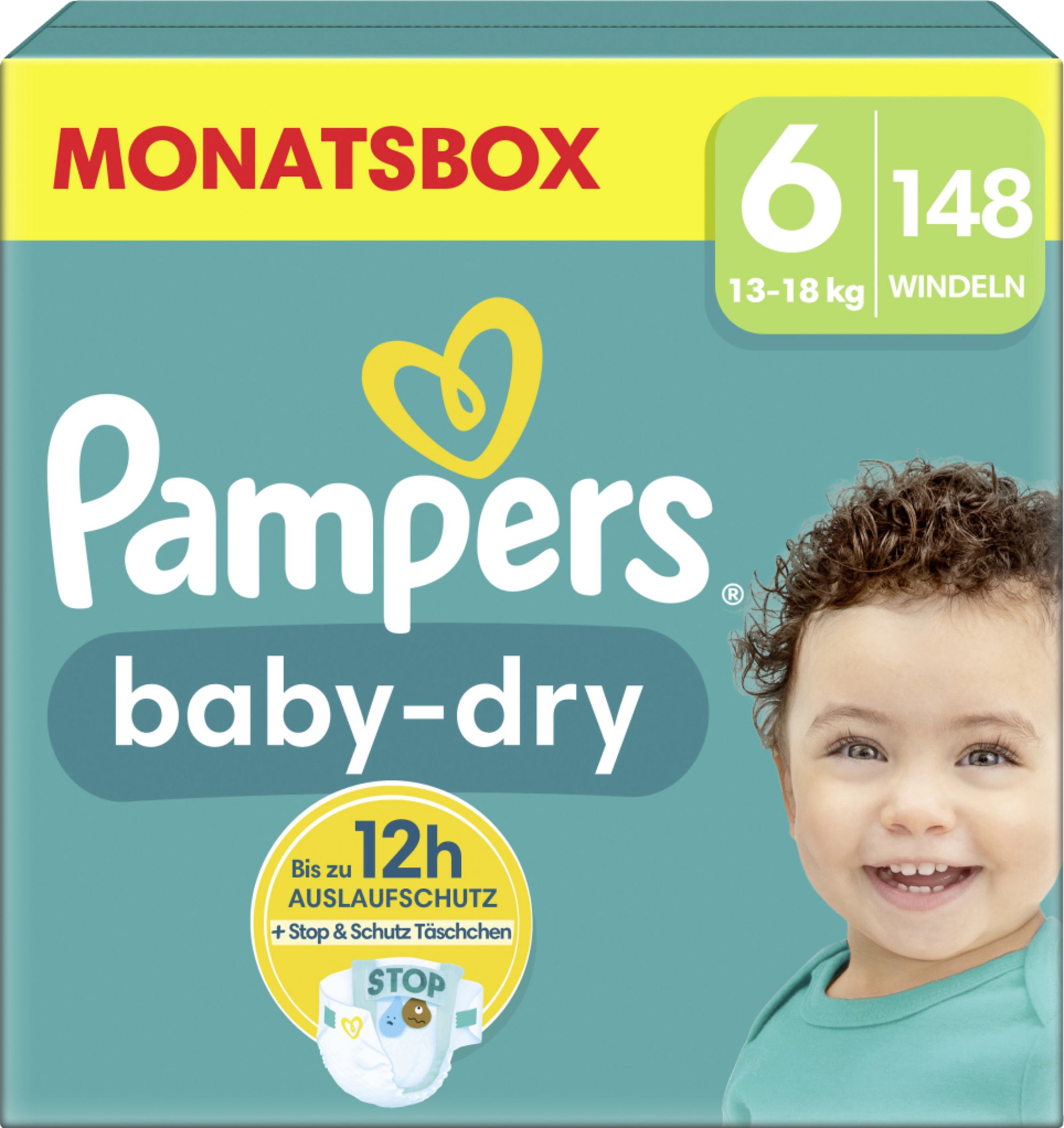 Pampers Baby Dry Windeln Gr. 6 Extra Large (13-18 kg) Monatsbox 148 Stück