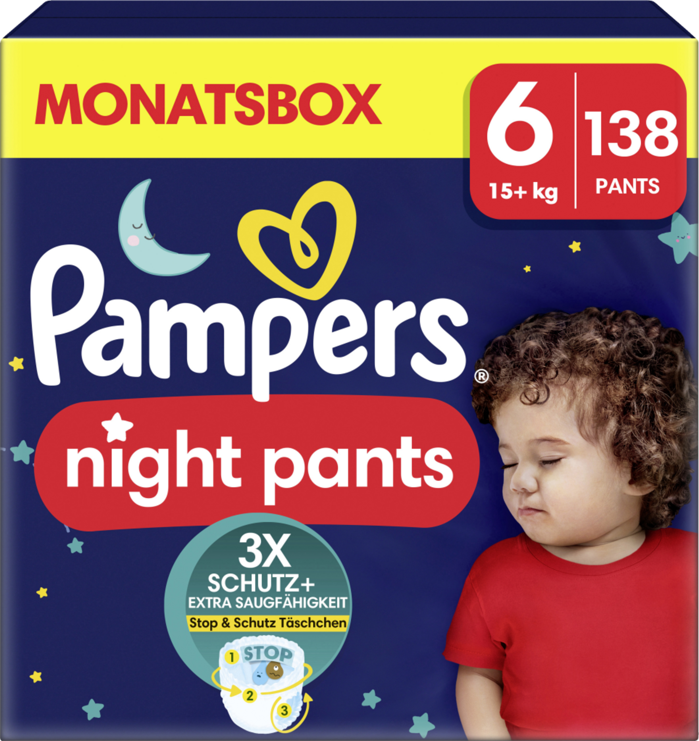 Baby Dry Night Pants Gr. 6 Extra Large (15+ kg) Monatsbox 138 Stück