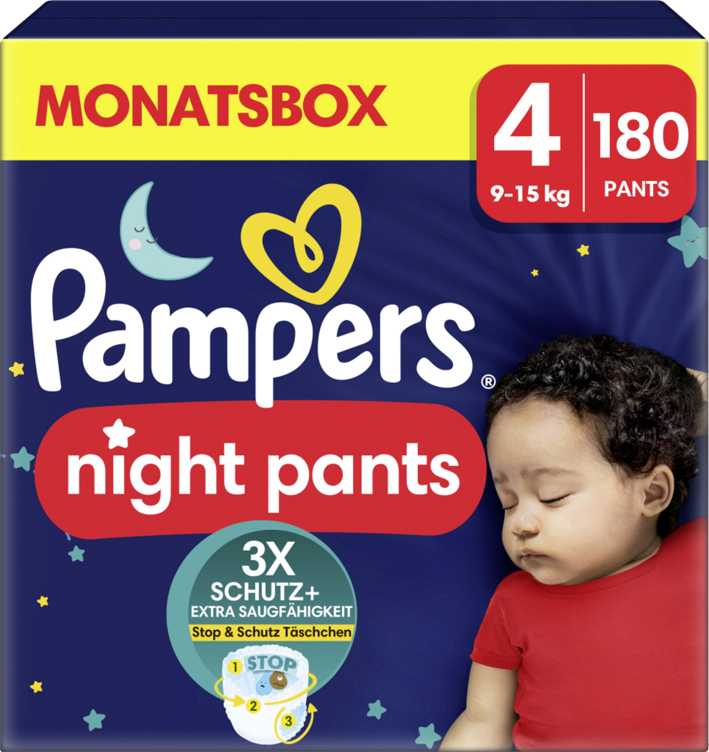 Pampers Baby Dry Night Pants Gr. 4 Maxi (9-15 kg) Monatsbox 180 Stück