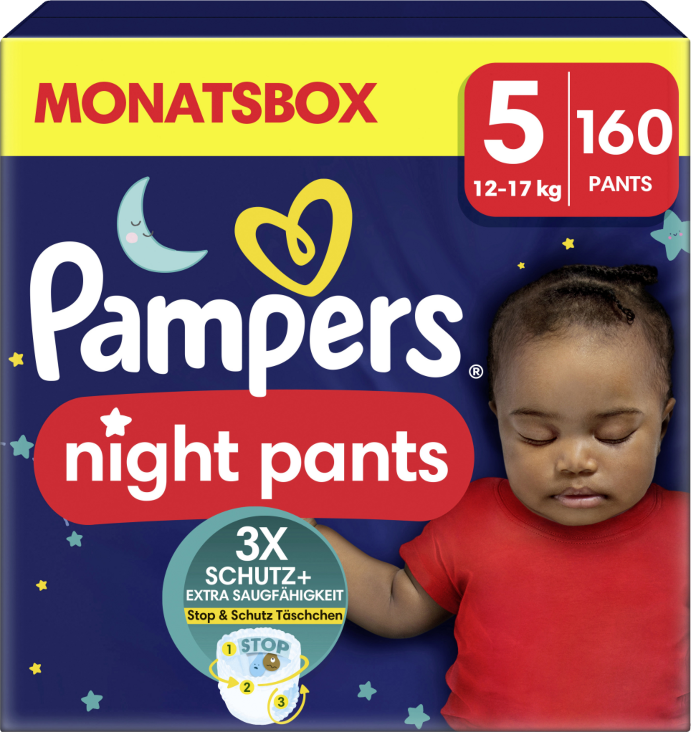 Pampers Baby Dry Night Pants Gr. 5 Junior (12-17 kg) Monatsbox 160 Stück