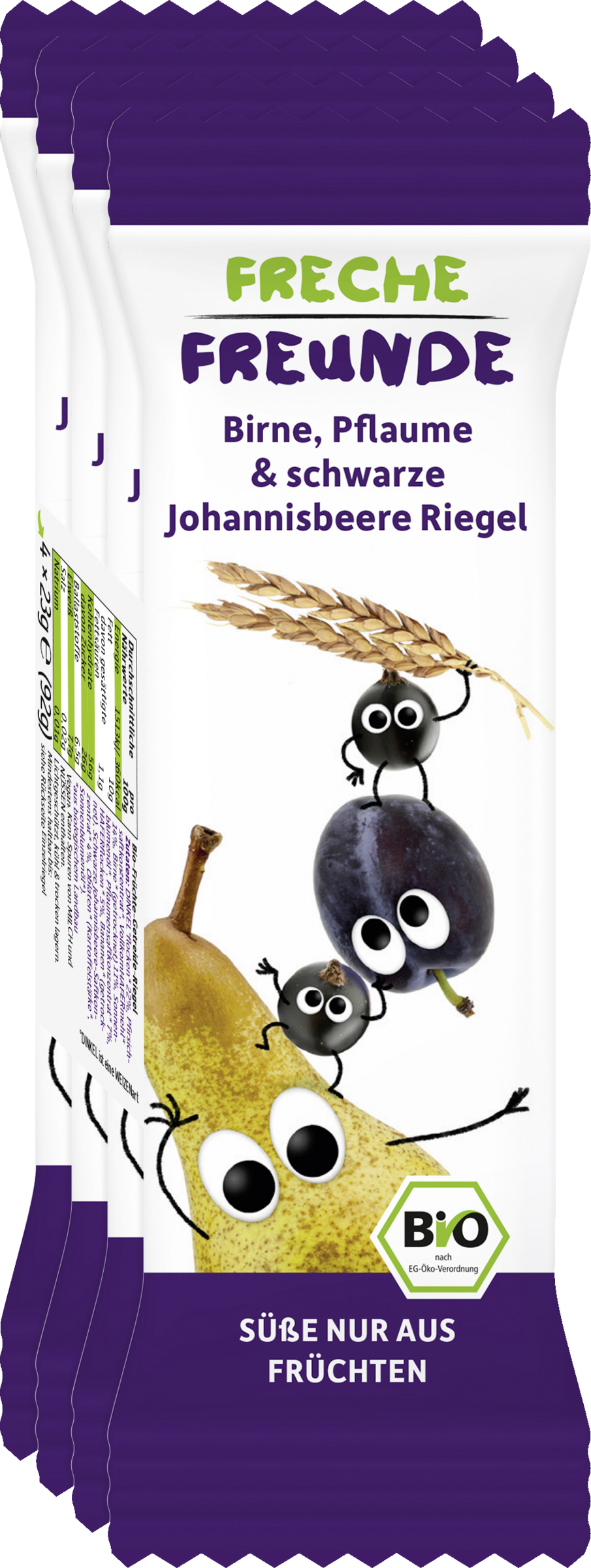 Freche Freunde Bio Frecher Riegel Birne, Pflaume & schwarze Johannisbeere