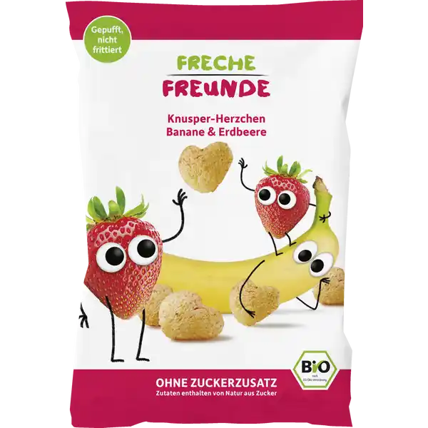 Knusper-Herzchen Banane & Erdbeere, 30 g