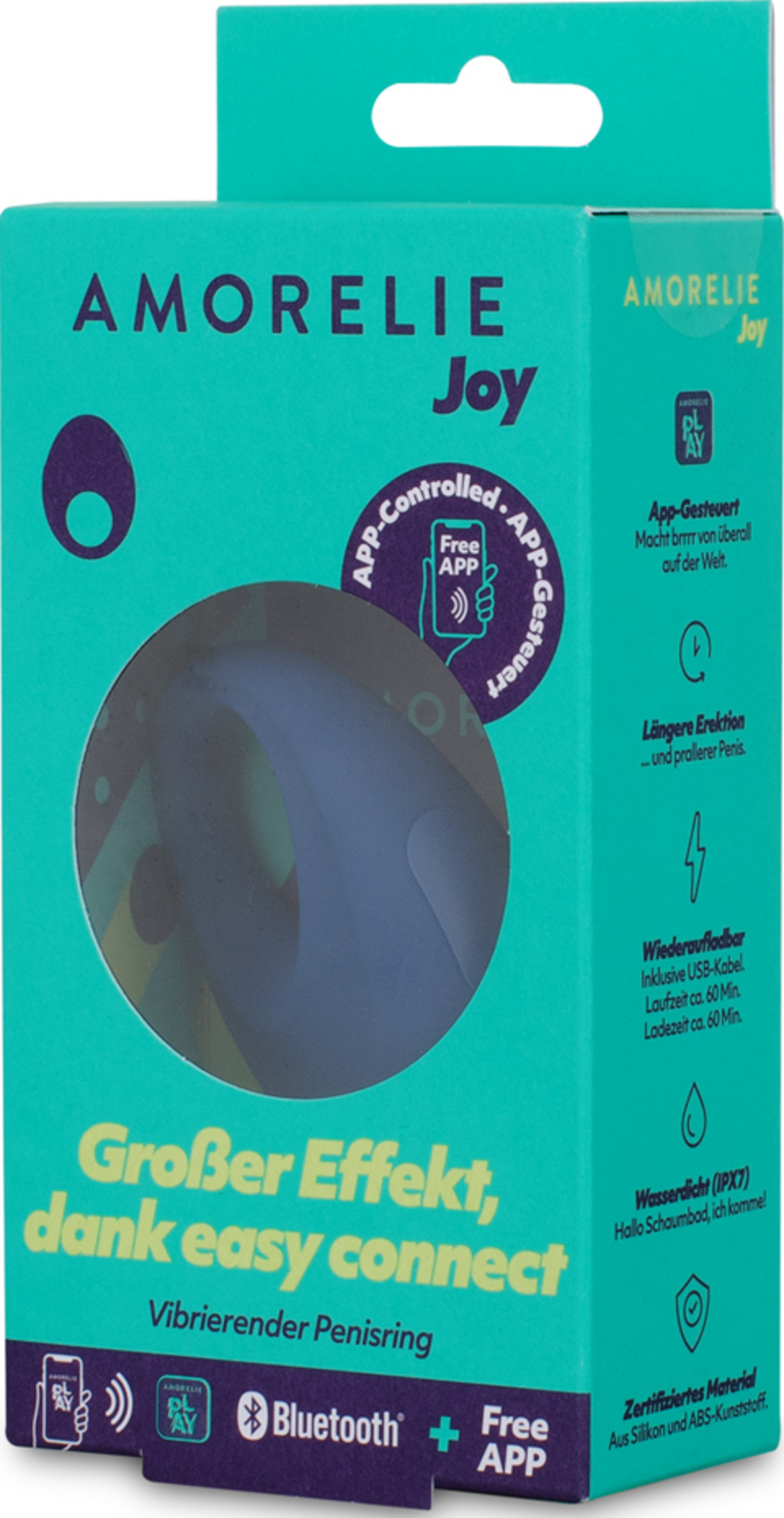 AMORELIE Joy Vibrierender Penisring Grow blau