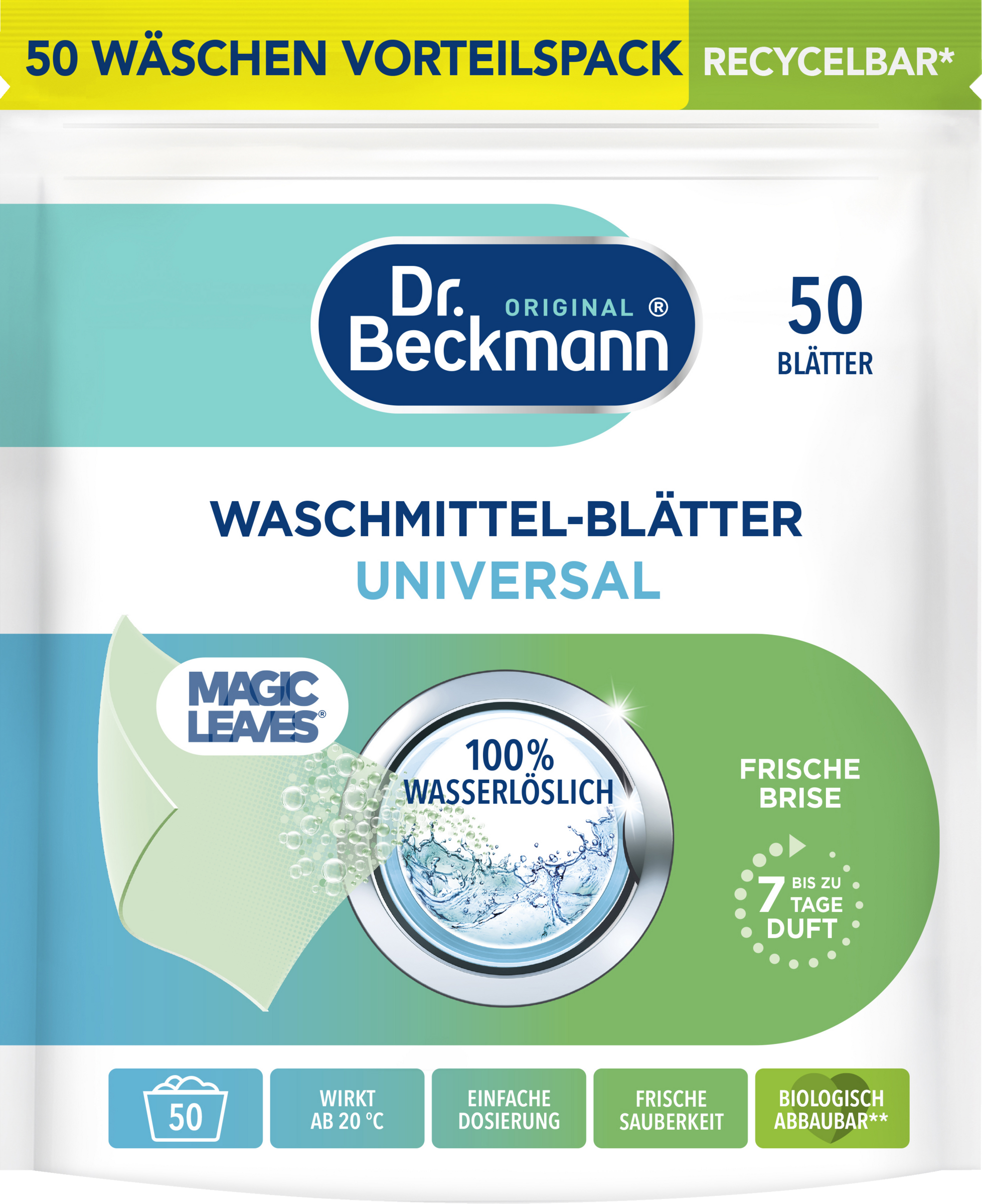 Dr. Beckmann Magic Leaves Waschmittel-Blätter Universal 50 WL