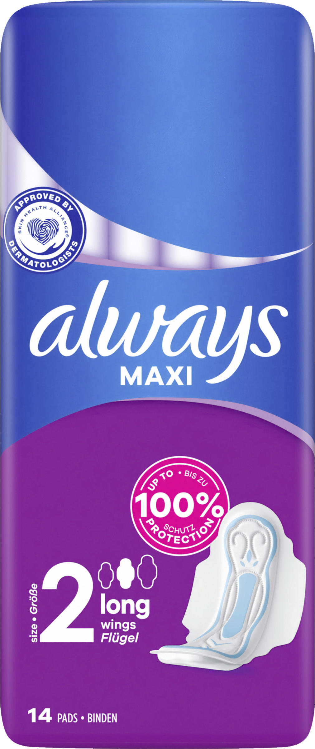 Always Maxi long Binden mit Flügeln