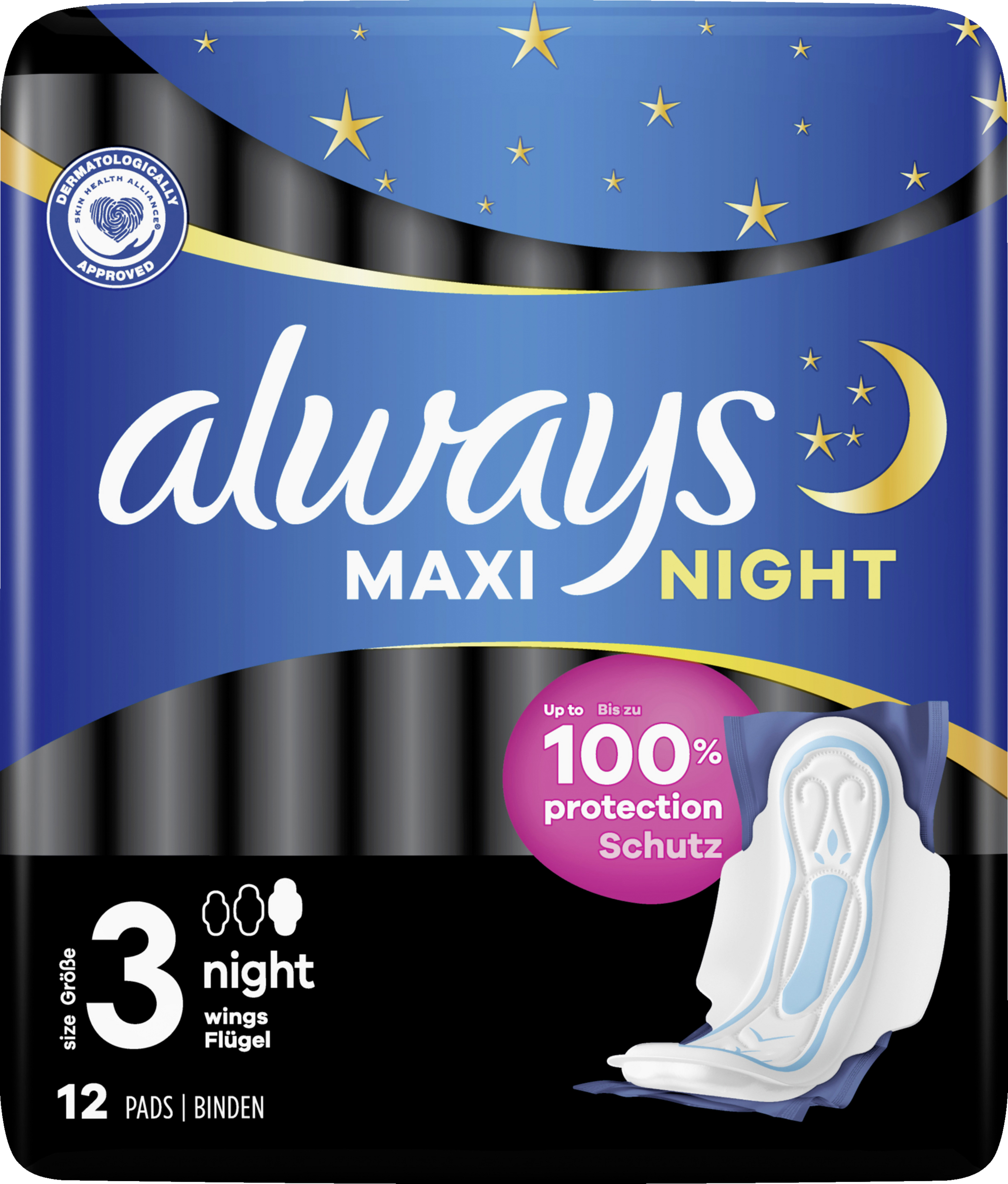 Always Maxi Damenbinden Night mit Flügeln