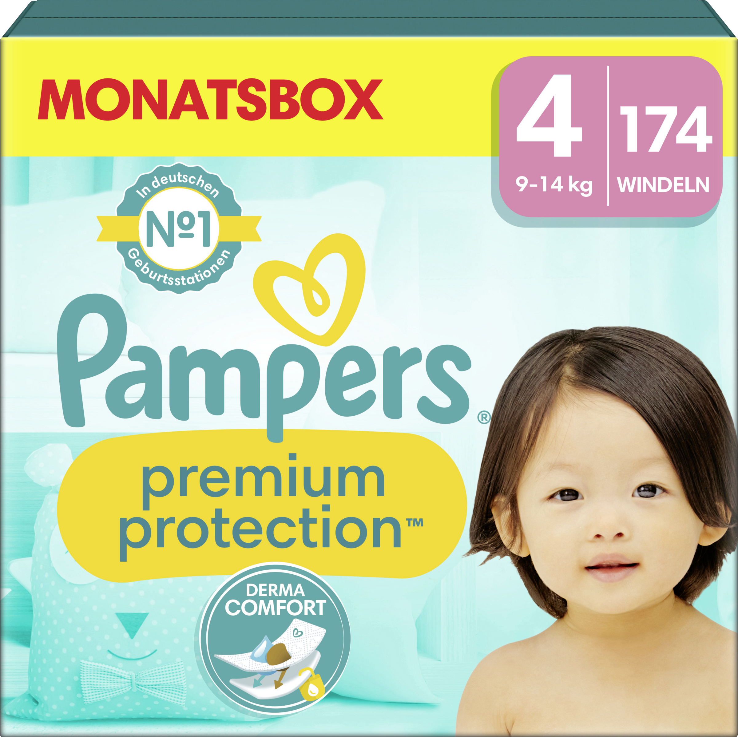 Pampers Premium Protection Windeln Gr. 4 Maxi (9-14 kg) Monatsbox 174 Stück