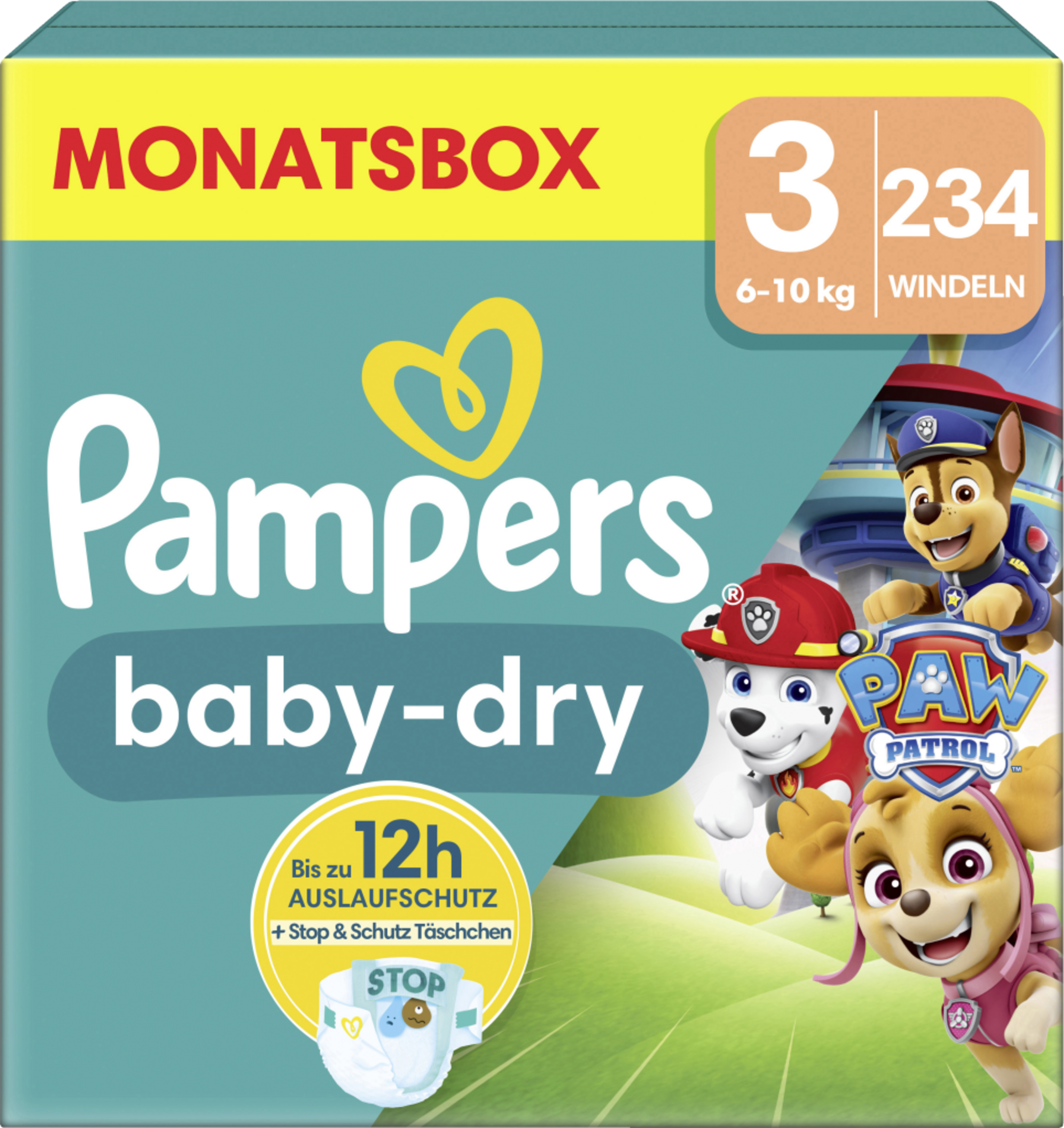 Pampers Baby Dry Windeln Paw Patrol Gr. 3 Midi (6-10 kg) Monatsbox 234 Stück