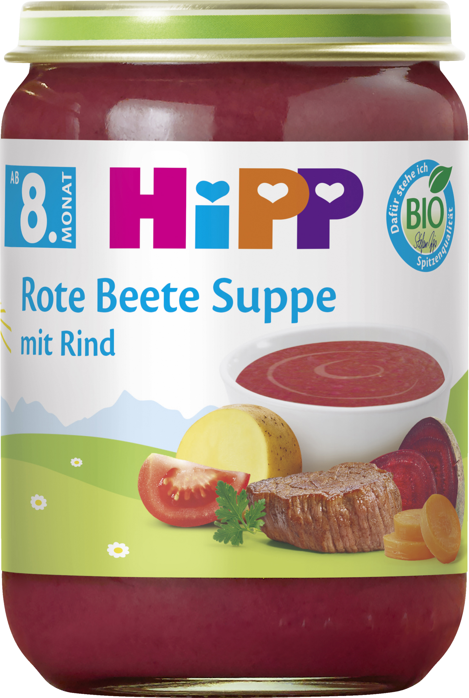 HiPP Bio Rote Beete Suppe mit Rind ab 8. Monat