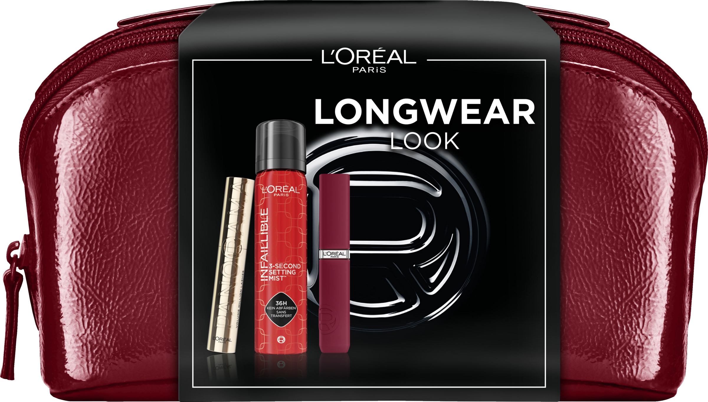 L’Oréal Paris Panorama Mascara + Infaillible Matte + Setting Mist + Beauty Bag Geschenkset