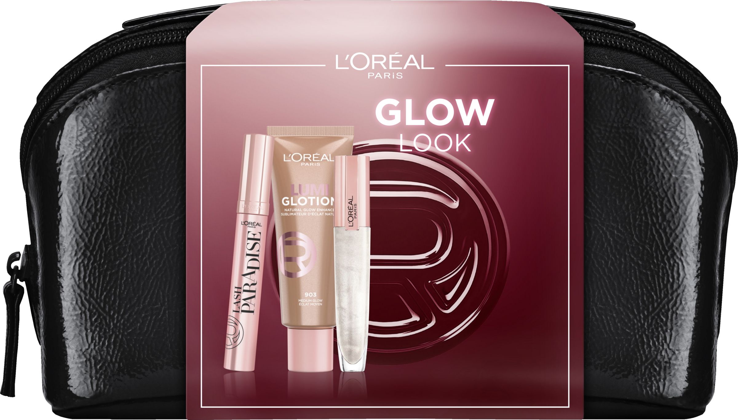 L’Oréal Paris Lash Paradise Mascara + Lumi Enhancer + Lipgloss + Beauty Bag Geschenkset