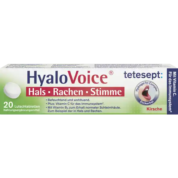 أقراص HyaloVoice للحلق والبلعوم والصوت
