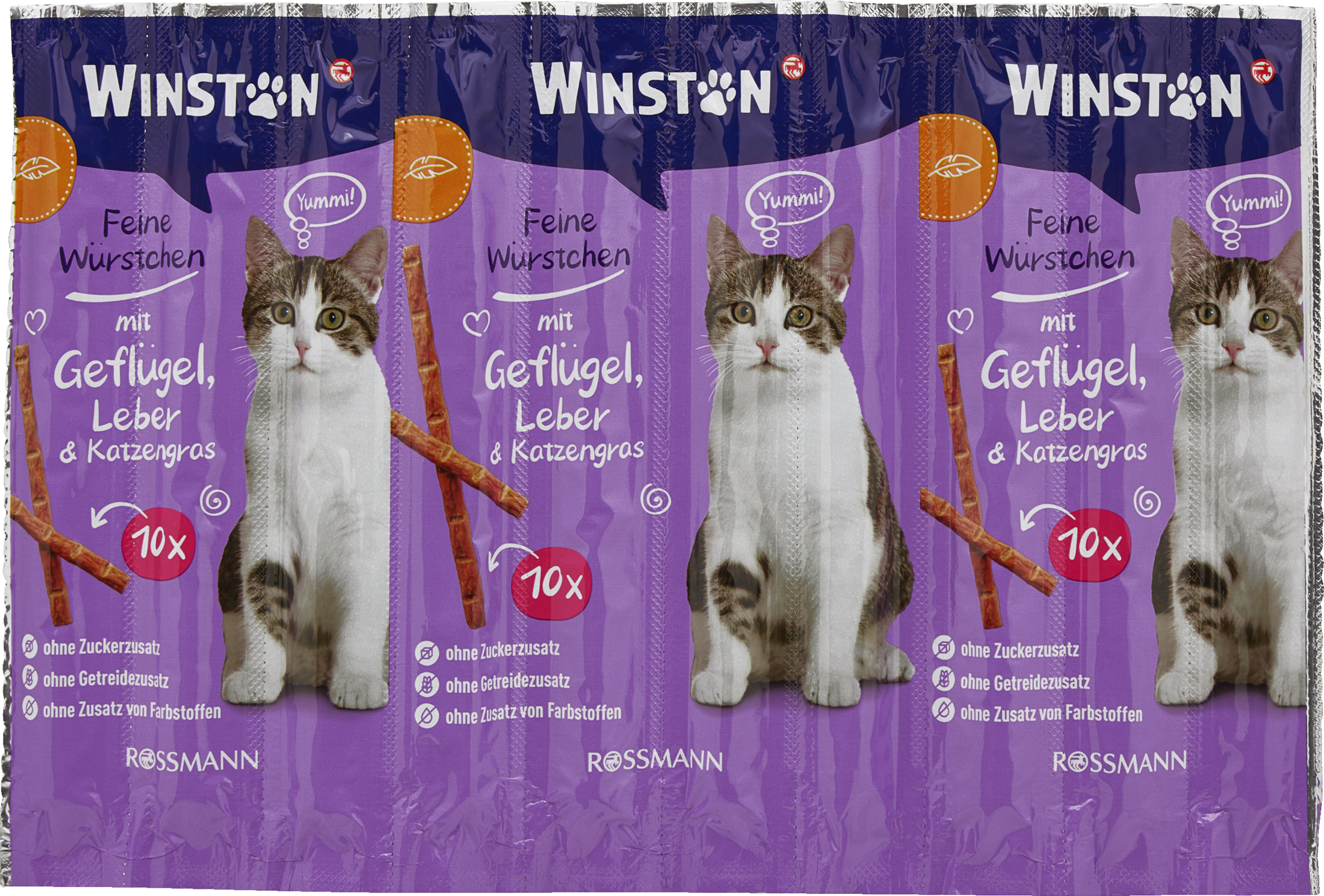 Feine Würstchen mit Geflügel, Leber und Katzengras