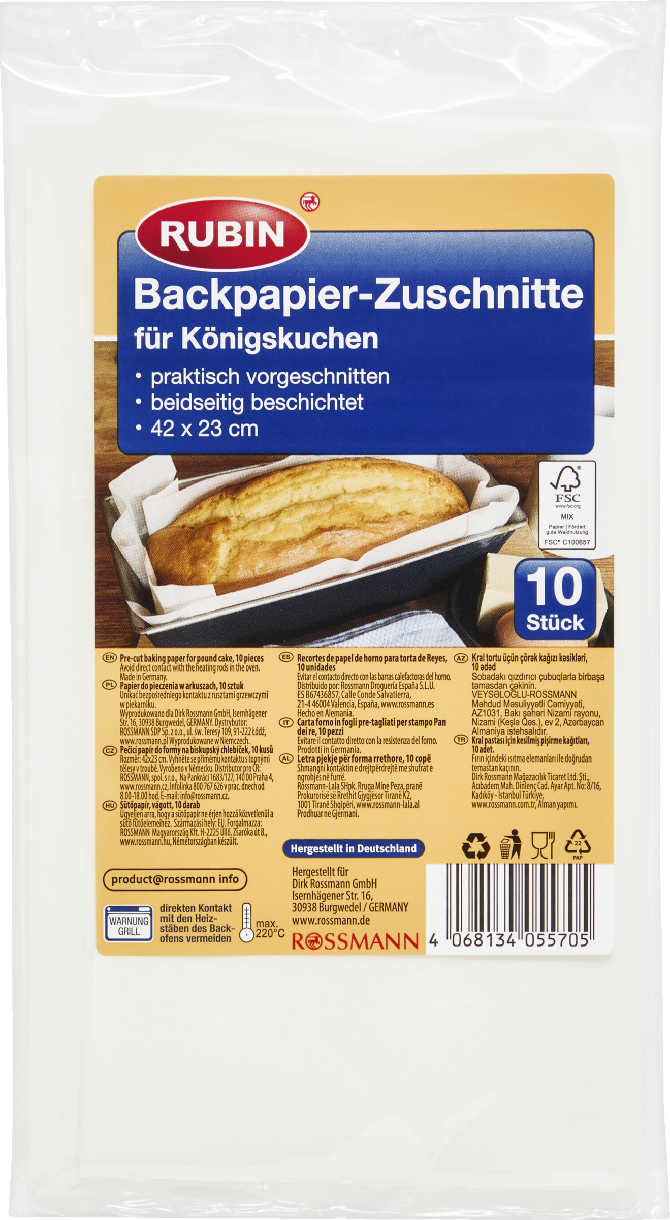 RUBIN Backpapier-Zuschnitte für Königskuchen