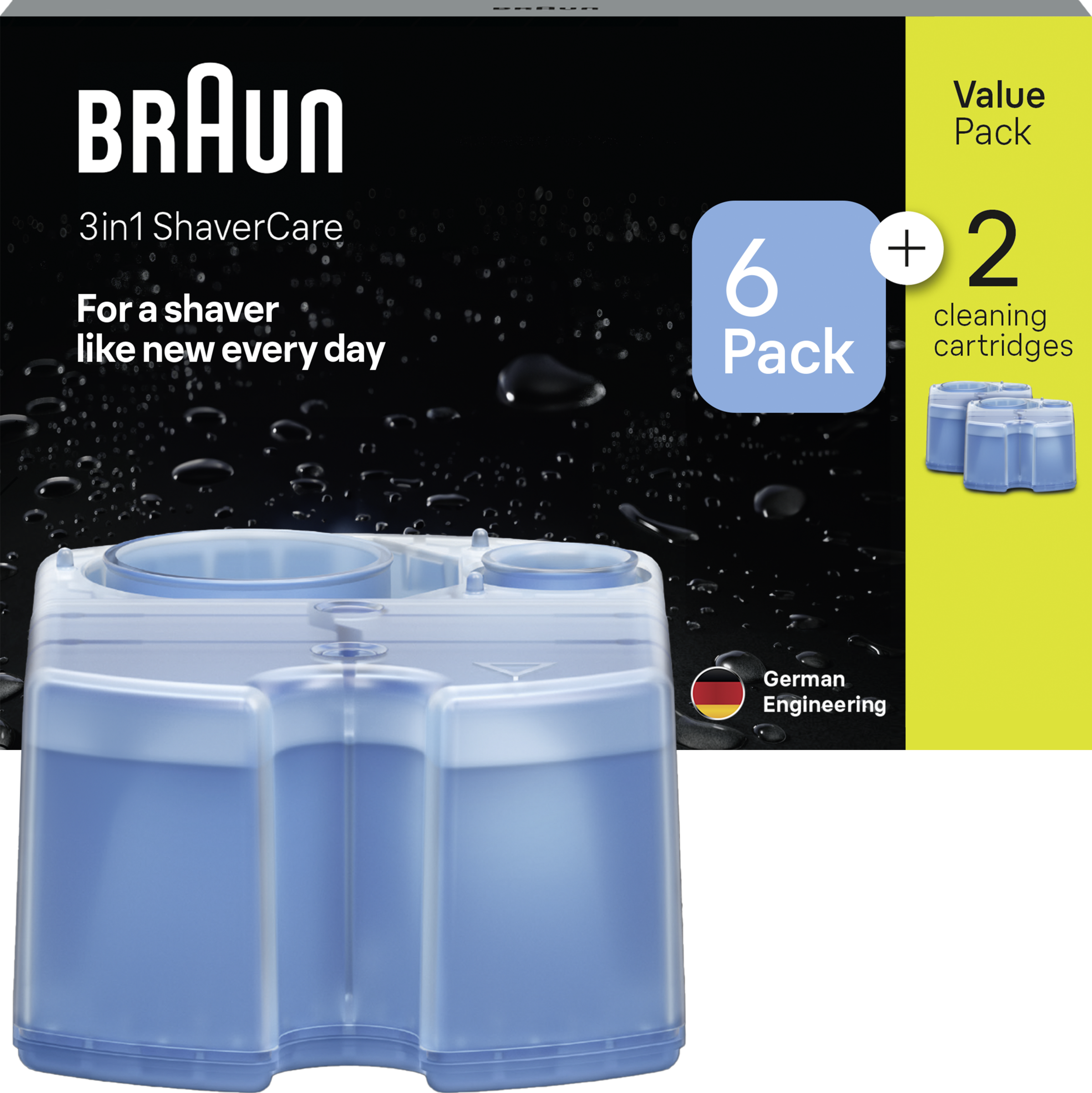 Braun 3-in-1 ShaverCare Reinigungskartuschen, 6er+2 Pack