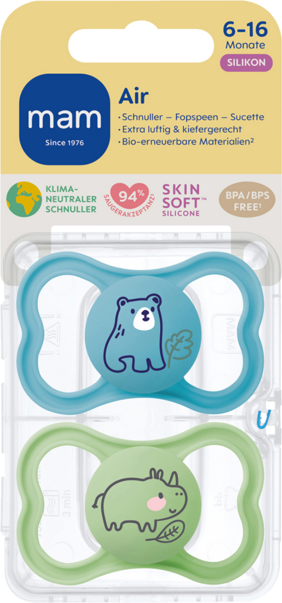 MAM Schnuller Air Silikon 6-16 blue