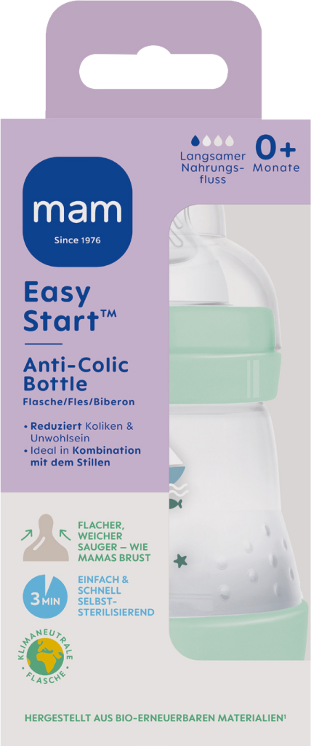MAM Babyflasche Easy Start Anti-Colic 160 ml, 0+ mint