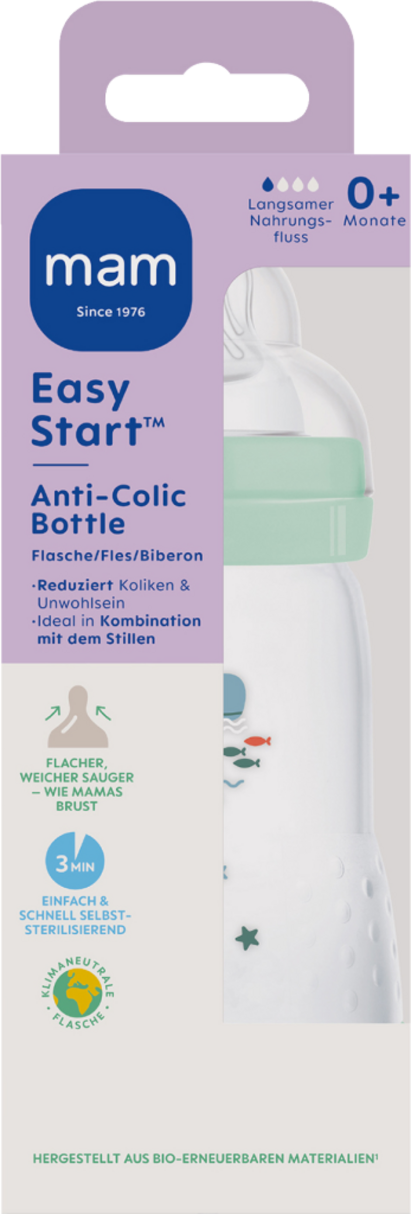 MAM Babyflasche Easy Start Anti-Colic 260 ml, 0+ mint