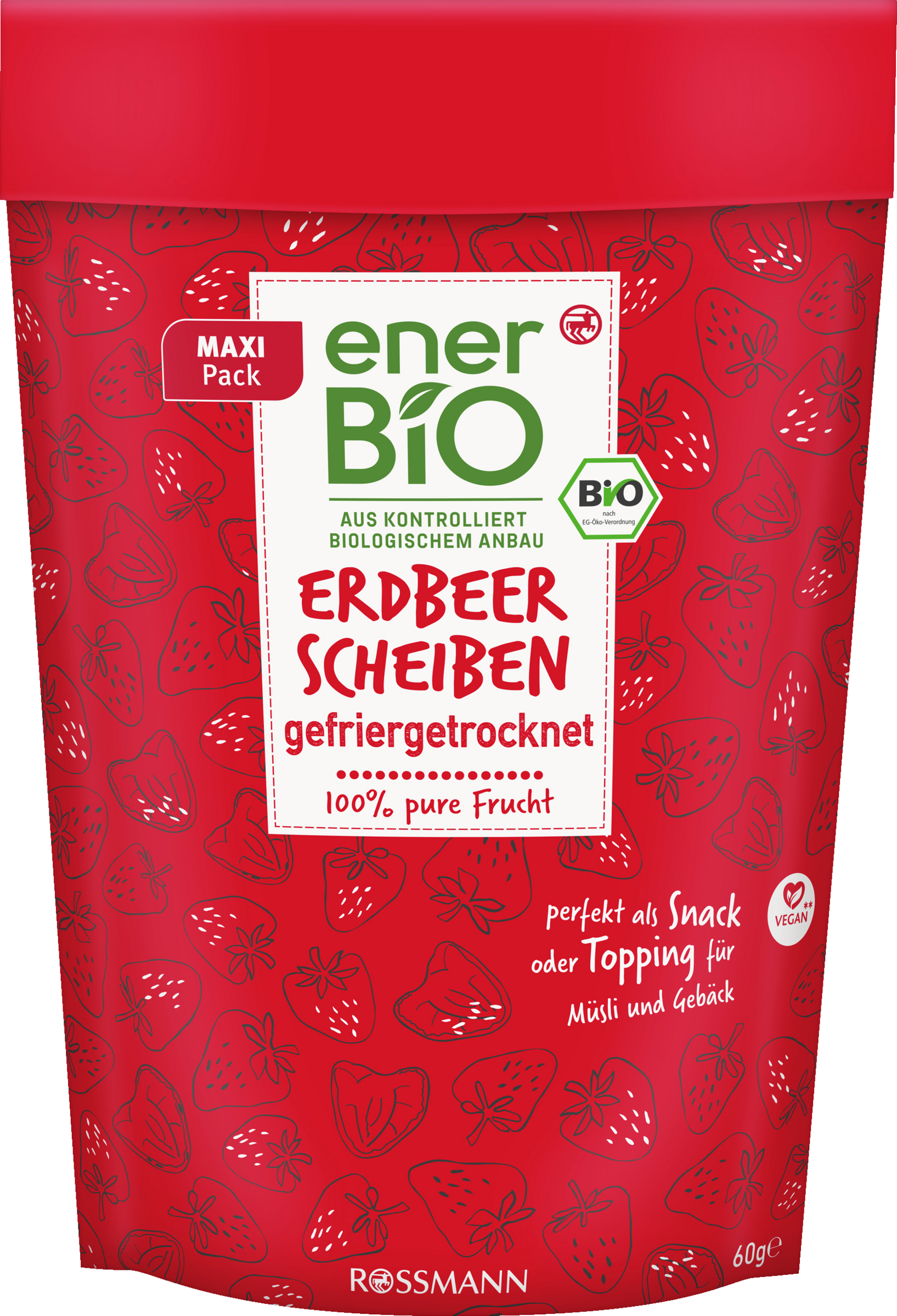 enerBiO Erdbeerscheiben gefriergetrocknet, Maxi-Pack