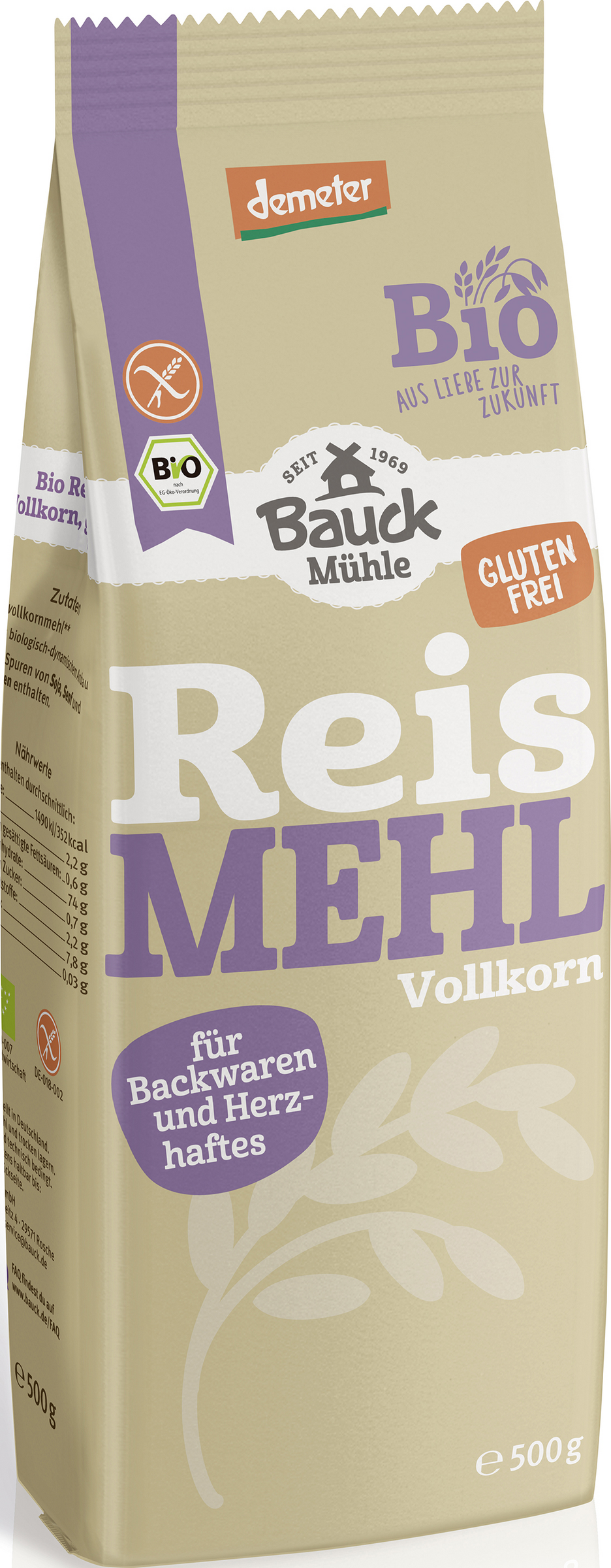 Bauck Mühle Bio Reismehl Vollkorn