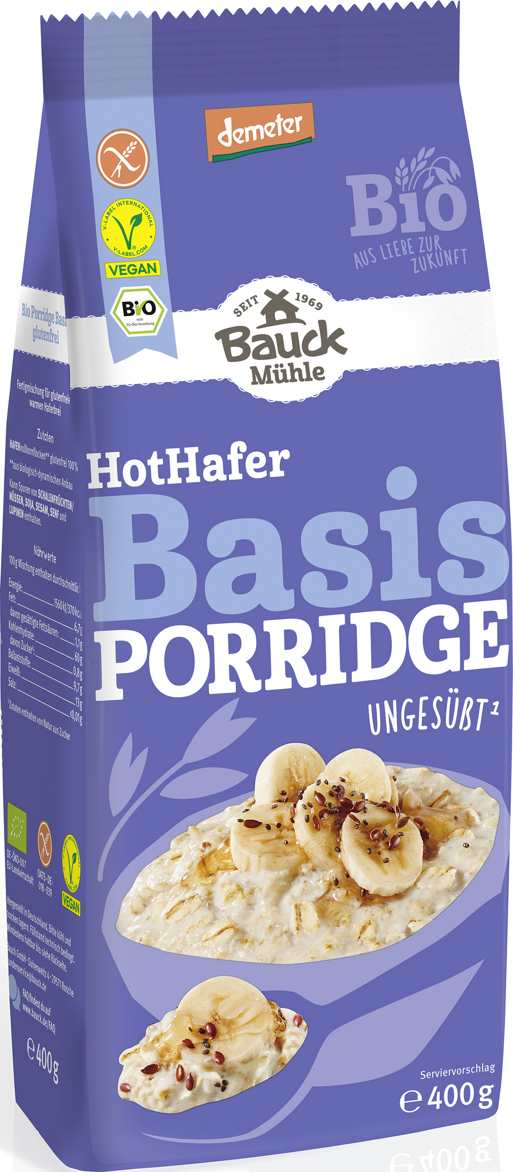 Bauck Mühle Bio Porridge Hot Hafer Basis